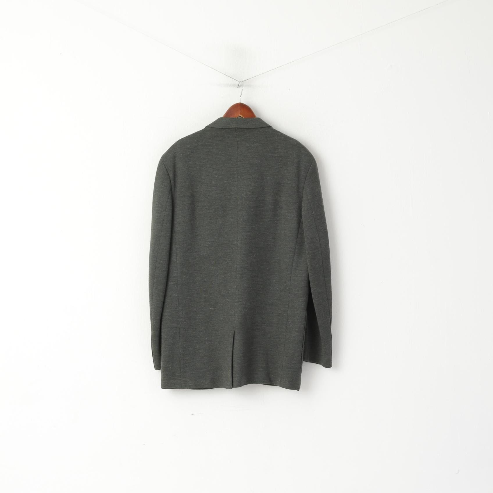 Vintage Paul Costelloe Men 42 52 Blazer Gray Wool Plain 7037 Size 42R - 6 Thumbnail