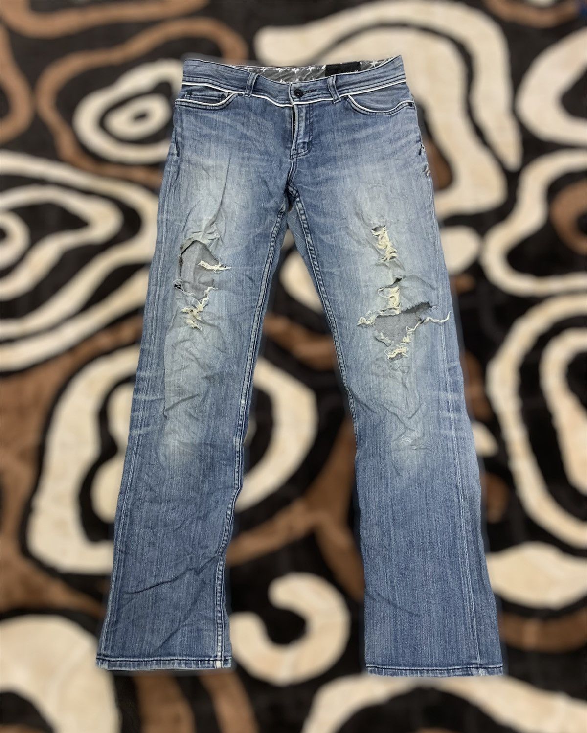 Hurley × Japanese Brand HURLEY Indigo Disstressed Denim Rugged Punk Rock Style Jeans Size US 29 - 1 Thumbnail