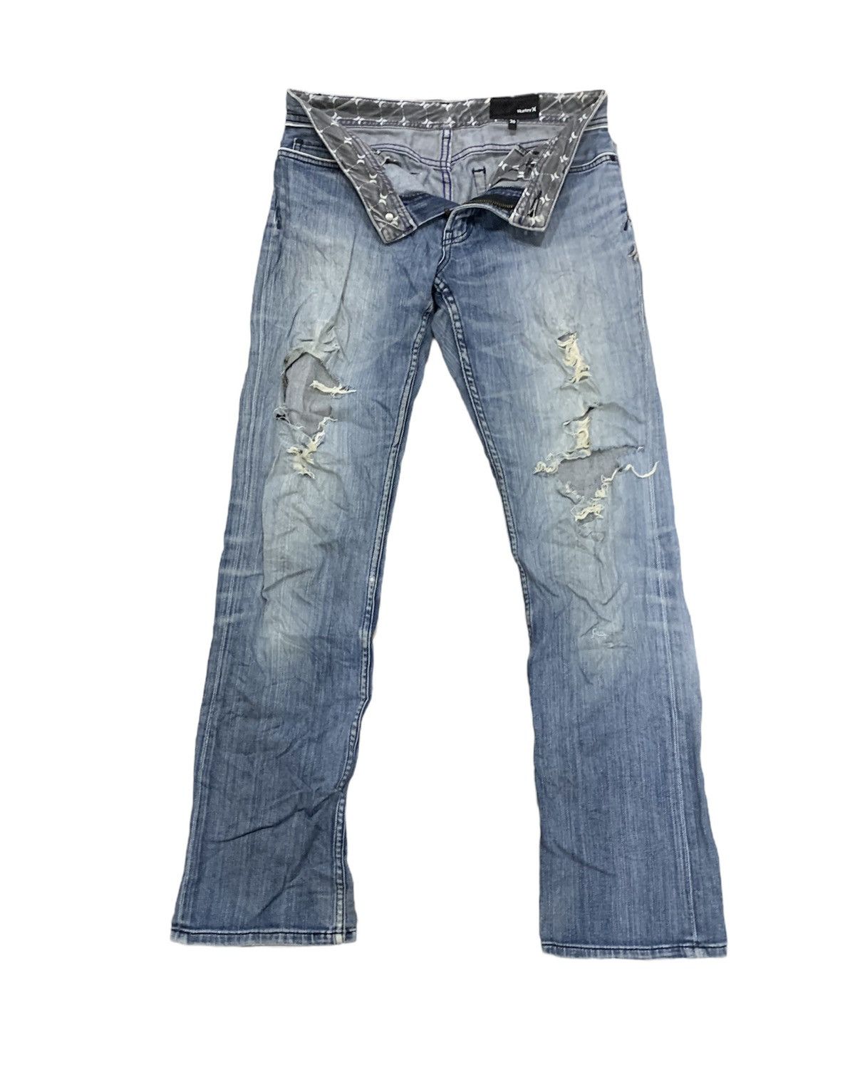 Hurley × Japanese Brand HURLEY Indigo Disstressed Denim Rugged Punk Rock Style Jeans Size US 29 - 3 Thumbnail
