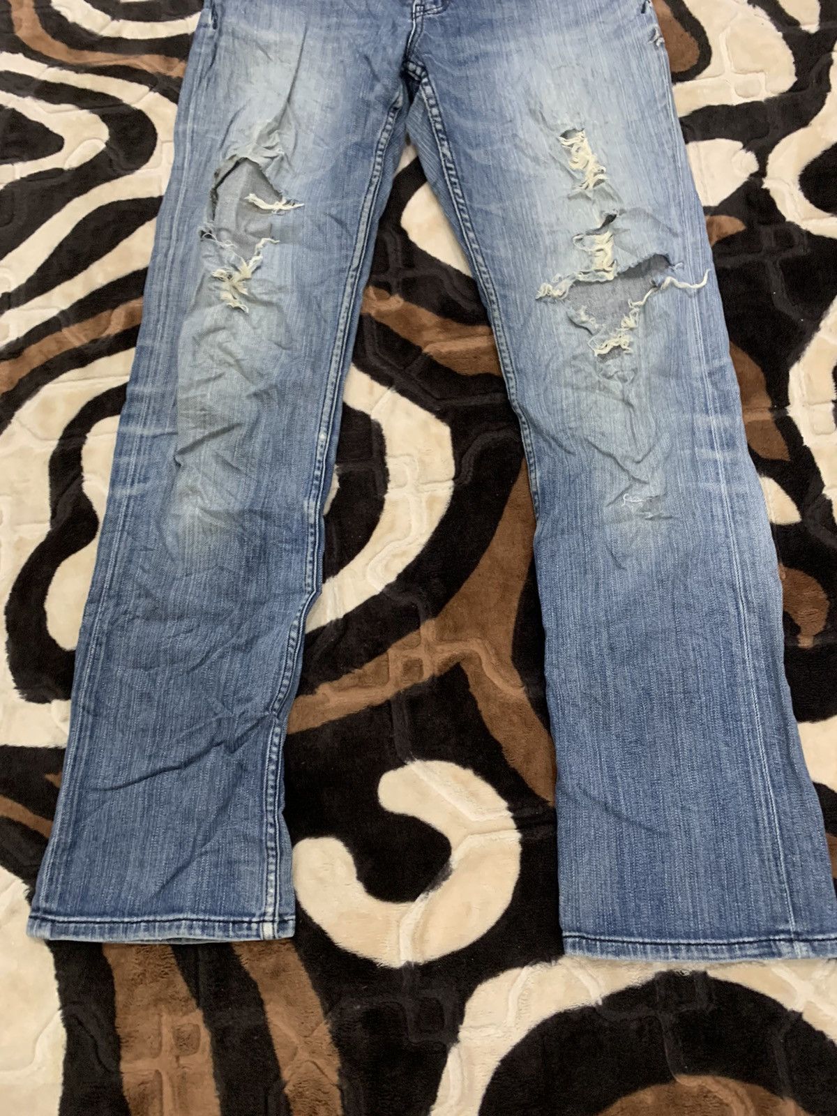 Hurley × Japanese Brand HURLEY Indigo Disstressed Denim Rugged Punk Rock Style Jeans Size US 29 - 5 Thumbnail