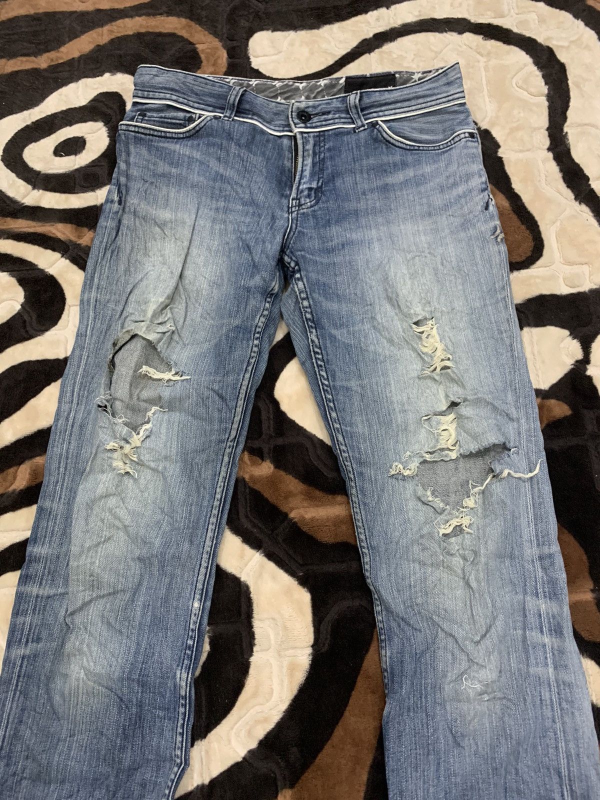 Hurley × Japanese Brand HURLEY Indigo Disstressed Denim Rugged Punk Rock Style Jeans Size US 29 - 4 Thumbnail