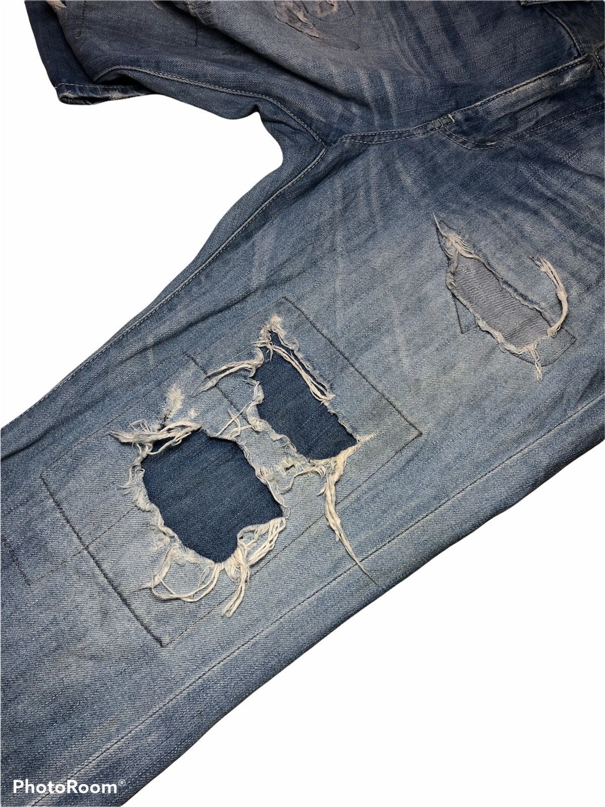 Japanese Brand × RAGEBLUE Distressed Patches Buckle Back Denim Size US 32 / EU 48 - 6 Thumbnail