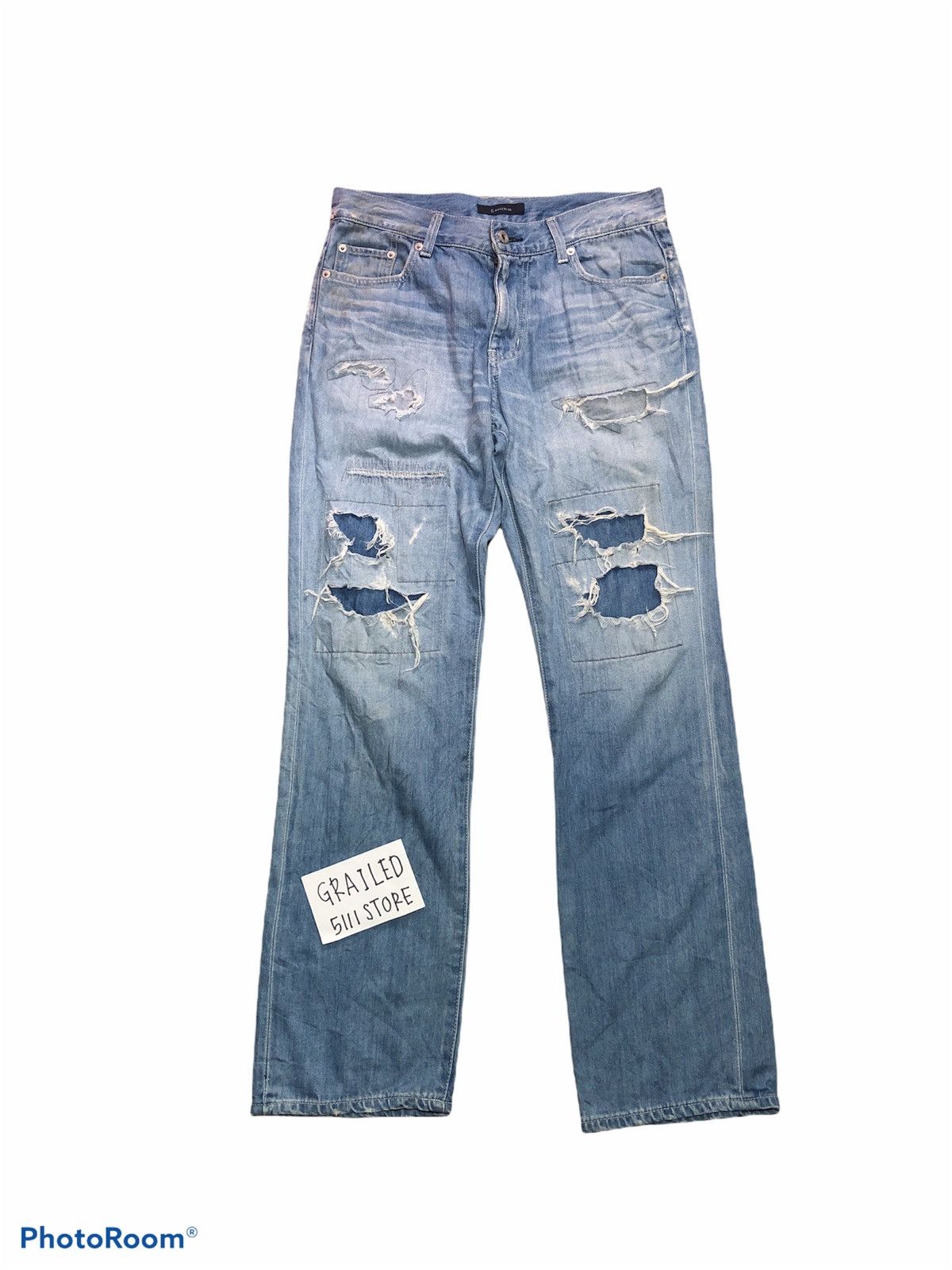 Japanese Brand × RAGEBLUE Distressed Patches Buckle Back Denim Size US 32 / EU 48 - 1 Thumbnail