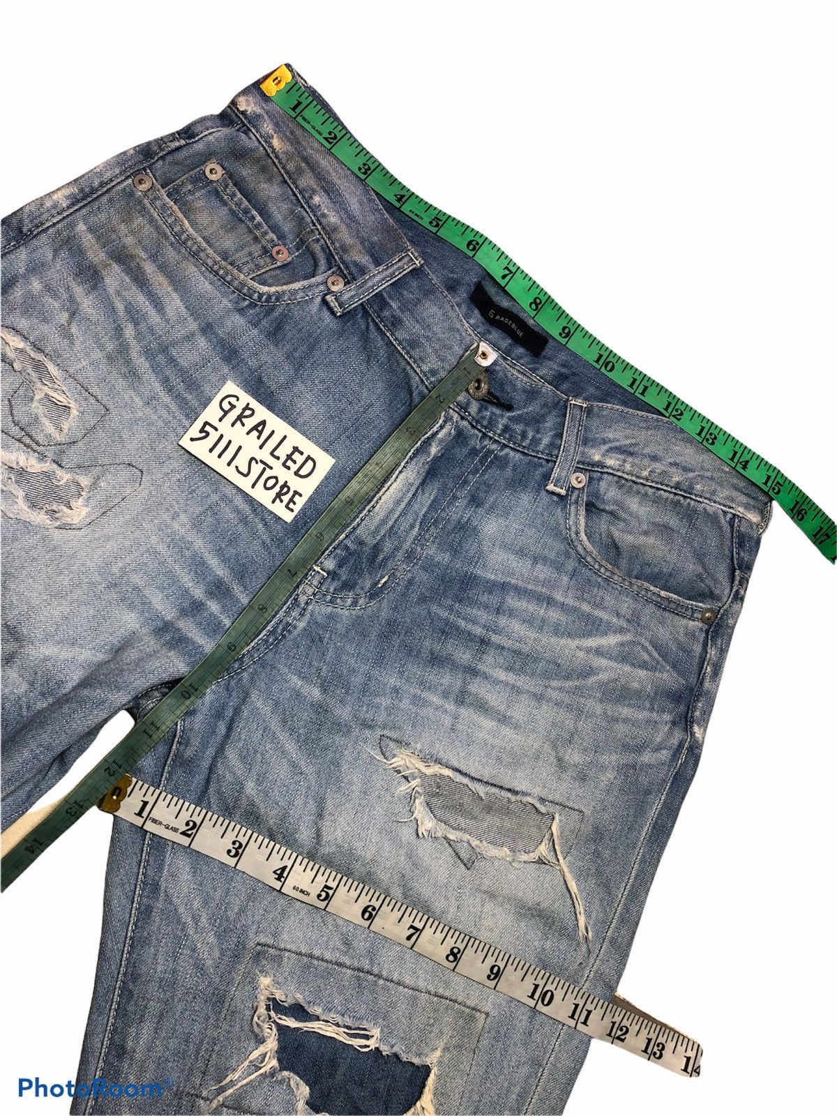 Japanese Brand × RAGEBLUE Distressed Patches Buckle Back Denim Size US 32 / EU 48 - 7 Thumbnail