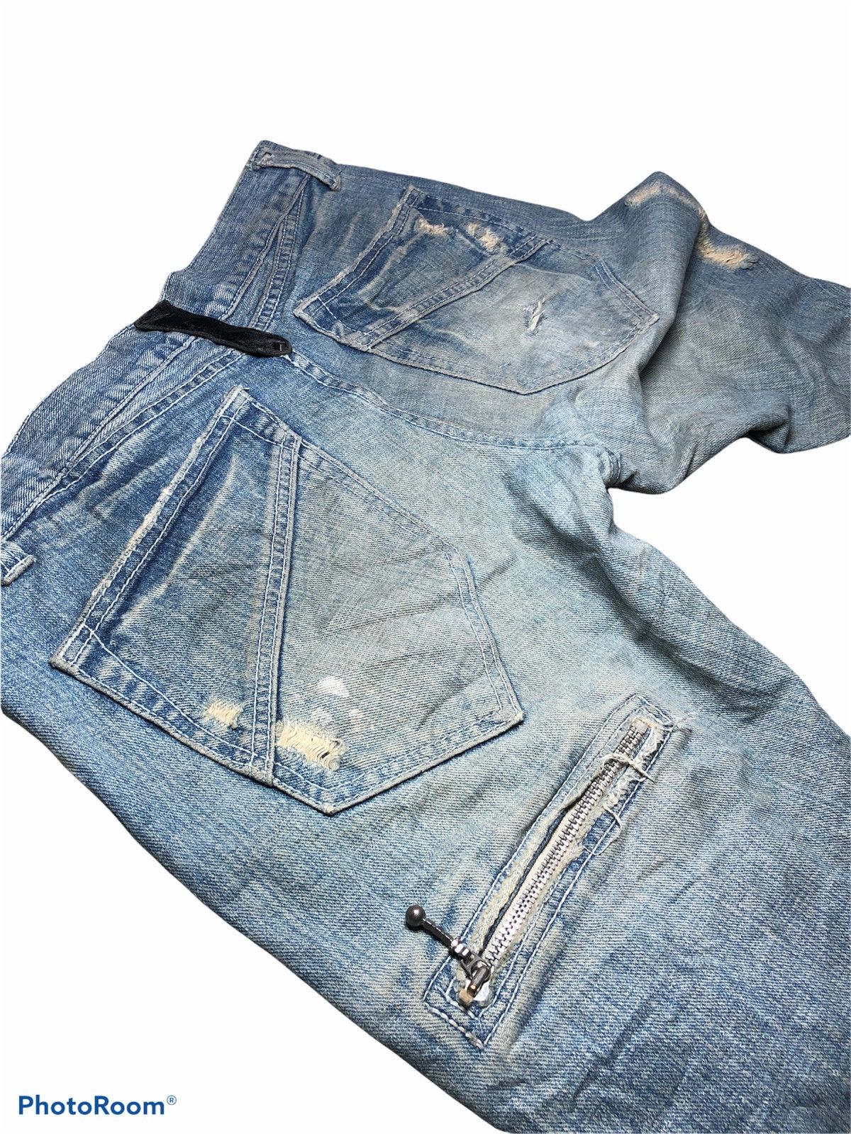 Boycott × Japanese Brand Distressed Faded Low Rise Slim Fit Denim Size US 35 - 9 Thumbnail
