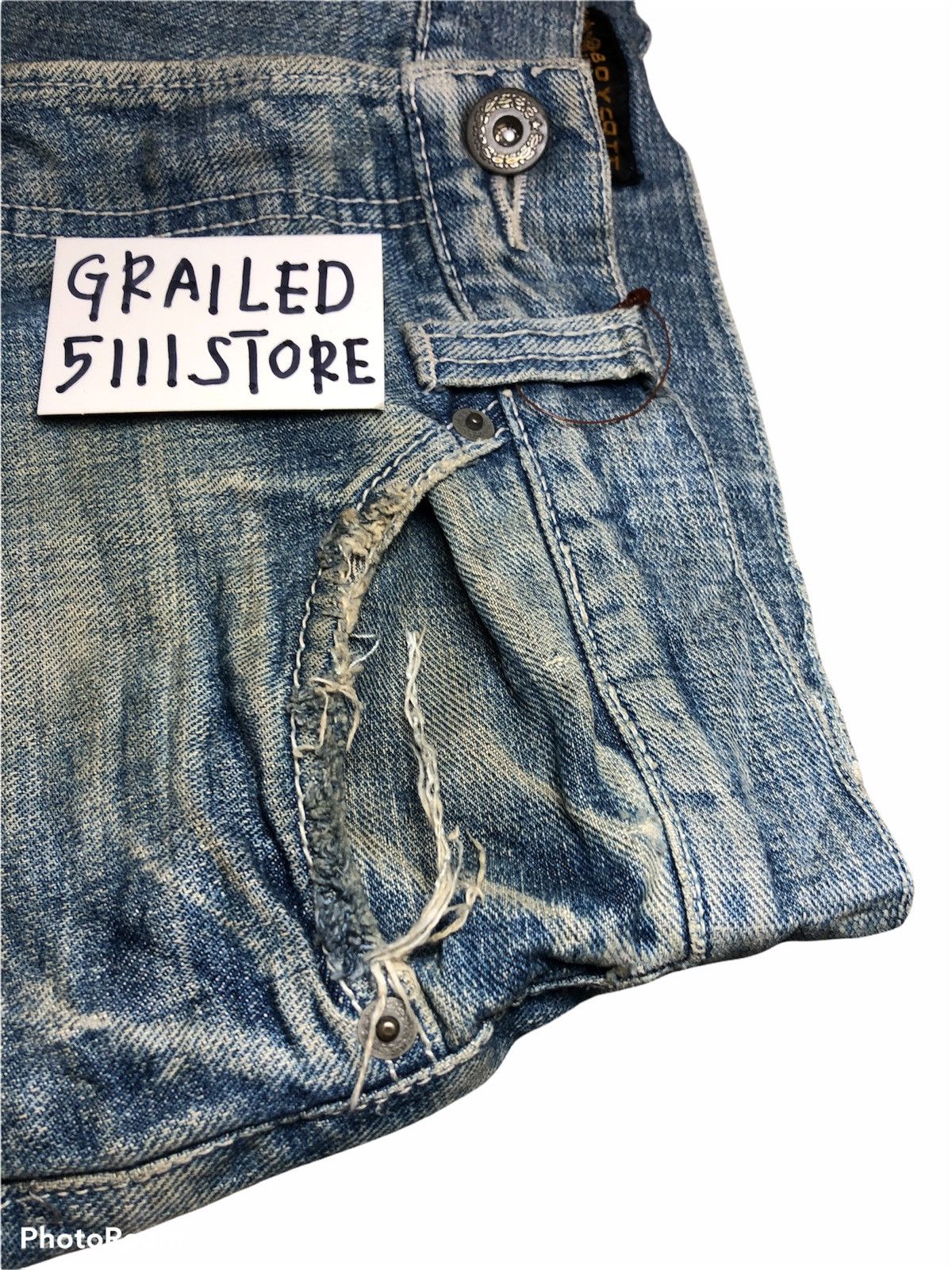 Boycott × Japanese Brand Distressed Faded Low Rise Slim Fit Denim Size US 35 - 8 Thumbnail