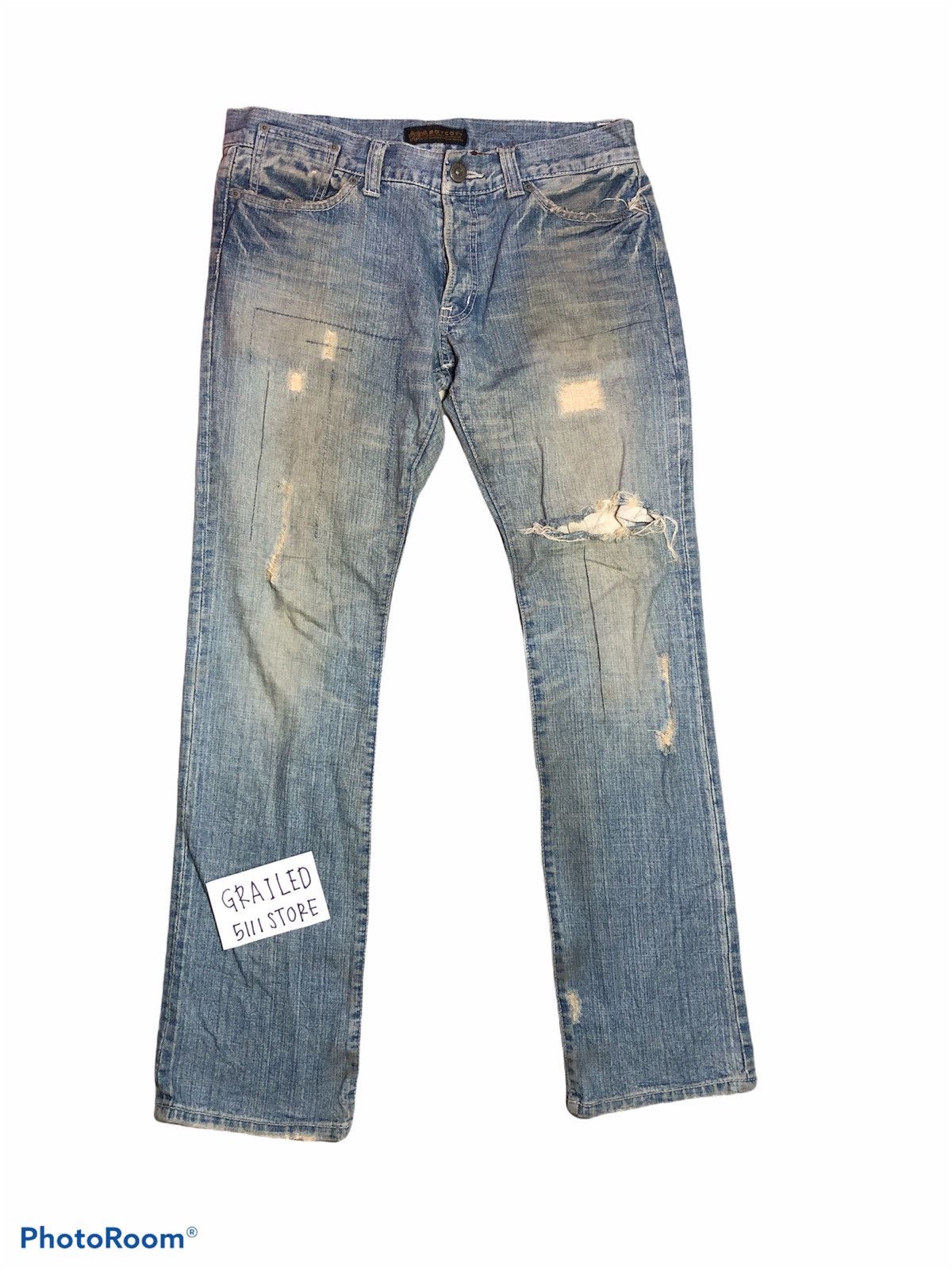 Distressed Faded Low Rise Slim Fit Denim