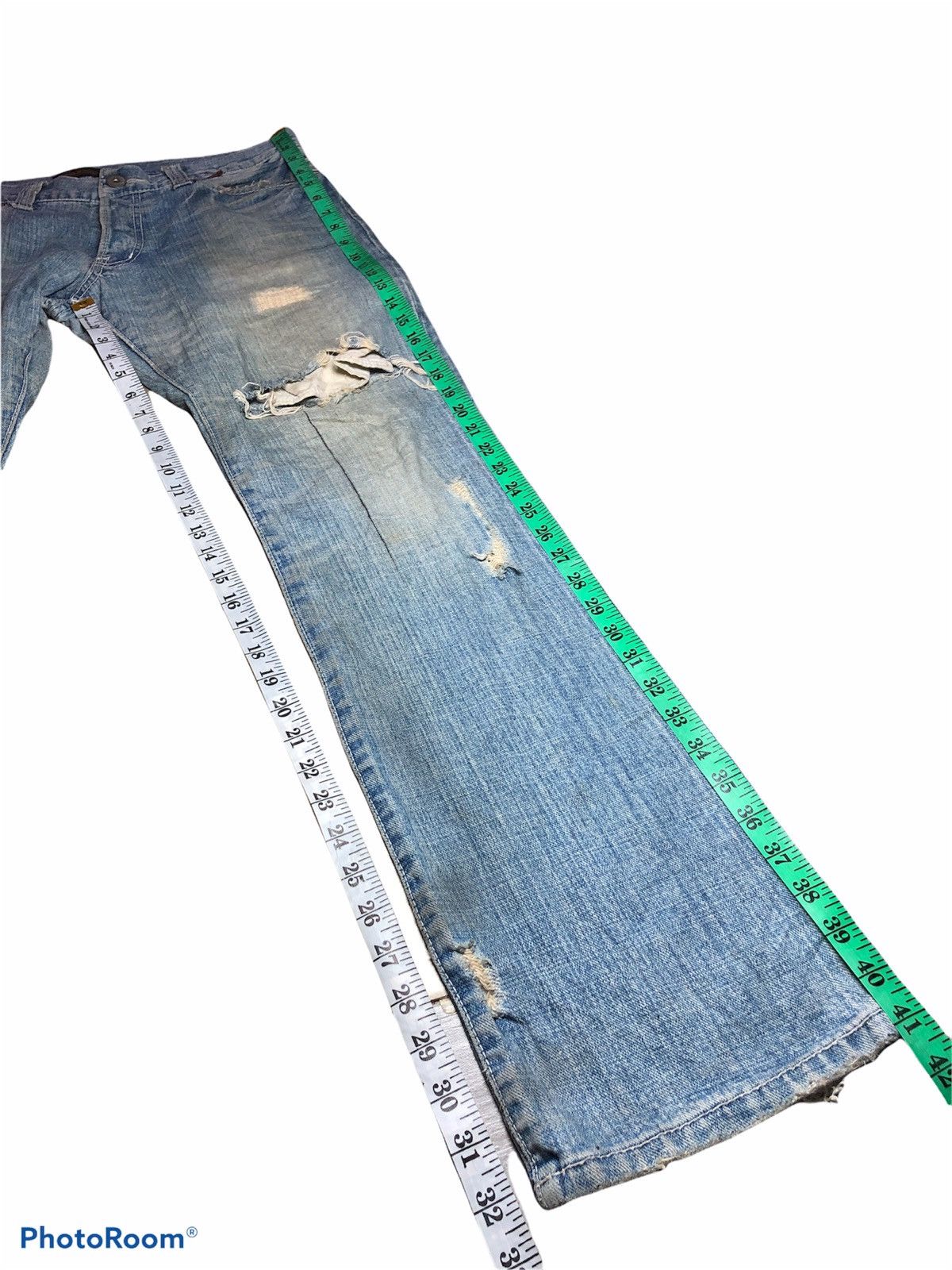 Boycott × Japanese Brand Distressed Faded Low Rise Slim Fit Denim Size US 35 - 12 Thumbnail