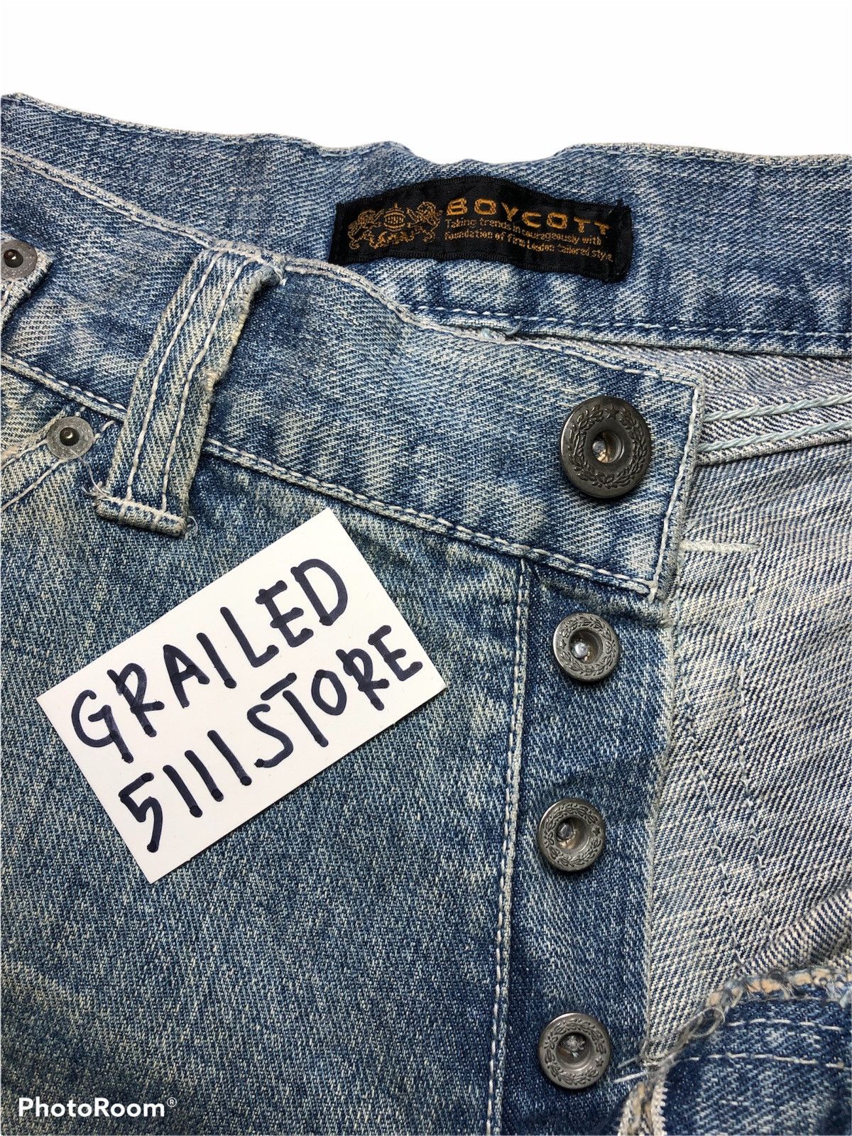 Boycott × Japanese Brand Distressed Faded Low Rise Slim Fit Denim Size US 35 - 6 Thumbnail