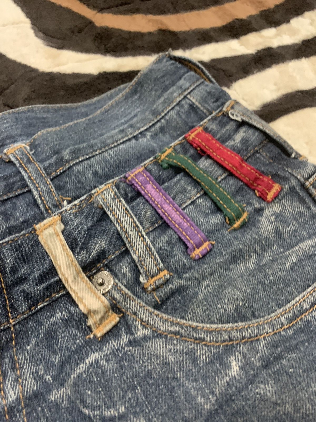 Designer × Japanese Brand NYLAUS JEANS Double Waist Acid Wash Printed Allover Denim Size US 29 - 8 Thumbnail