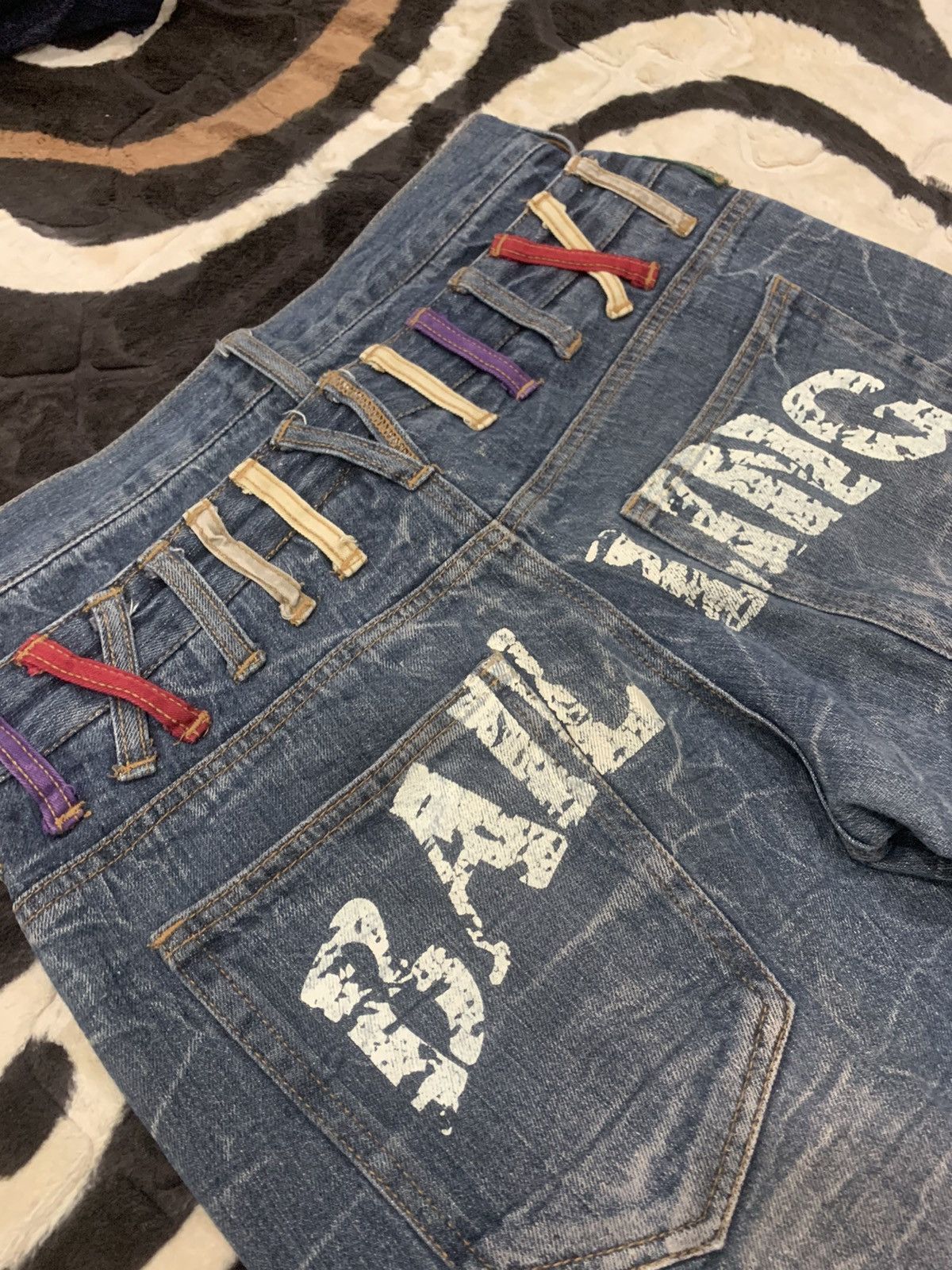 Designer × Japanese Brand NYLAUS JEANS Double Waist Acid Wash Printed Allover Denim Size US 29 - 13 Thumbnail
