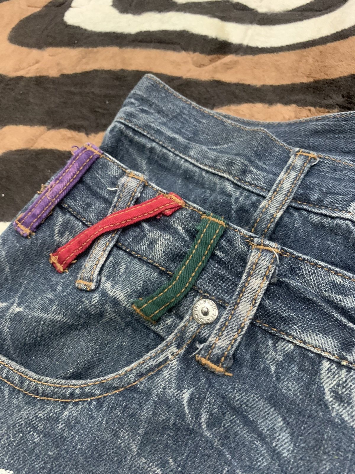 Designer × Japanese Brand NYLAUS JEANS Double Waist Acid Wash Printed Allover Denim Size US 29 - 9 Thumbnail