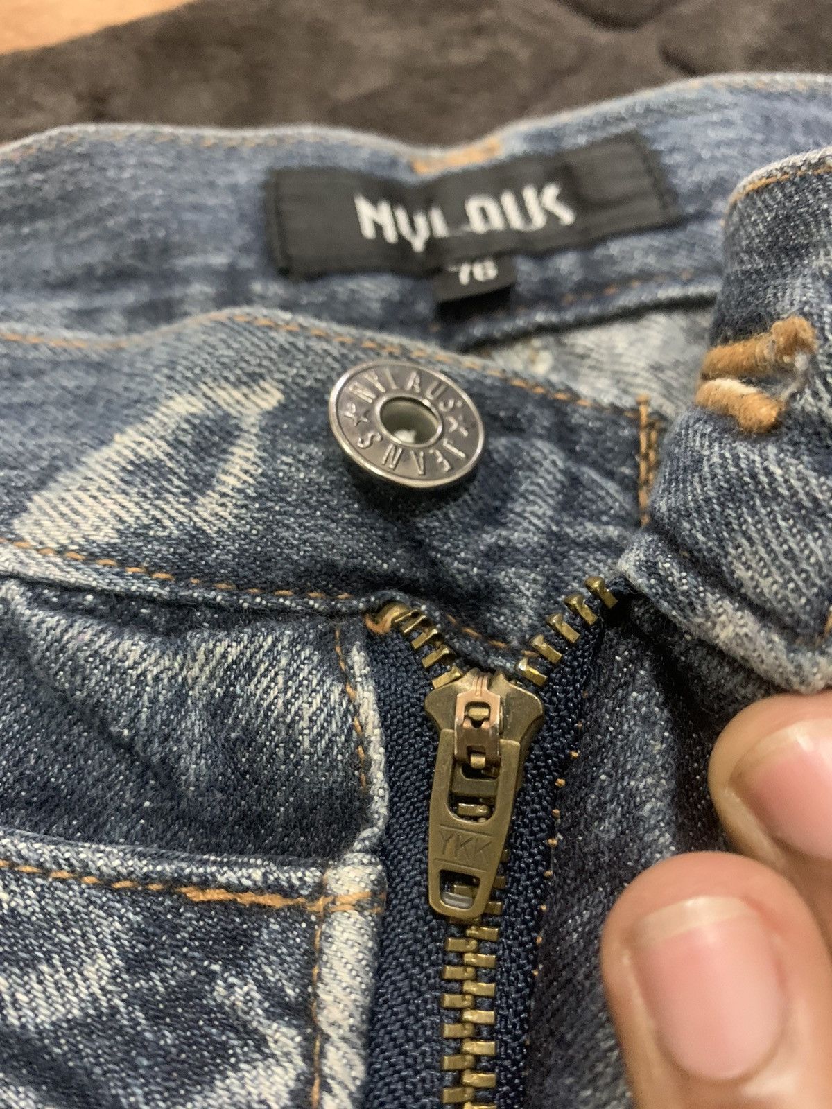 Designer × Japanese Brand NYLAUS JEANS Double Waist Acid Wash Printed Allover Denim Size US 29 - 10 Thumbnail
