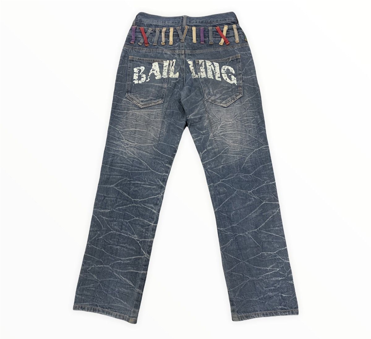 Designer × Japanese Brand NYLAUS JEANS Double Waist Acid Wash Printed Allover Denim Size US 29 - 2 Thumbnail