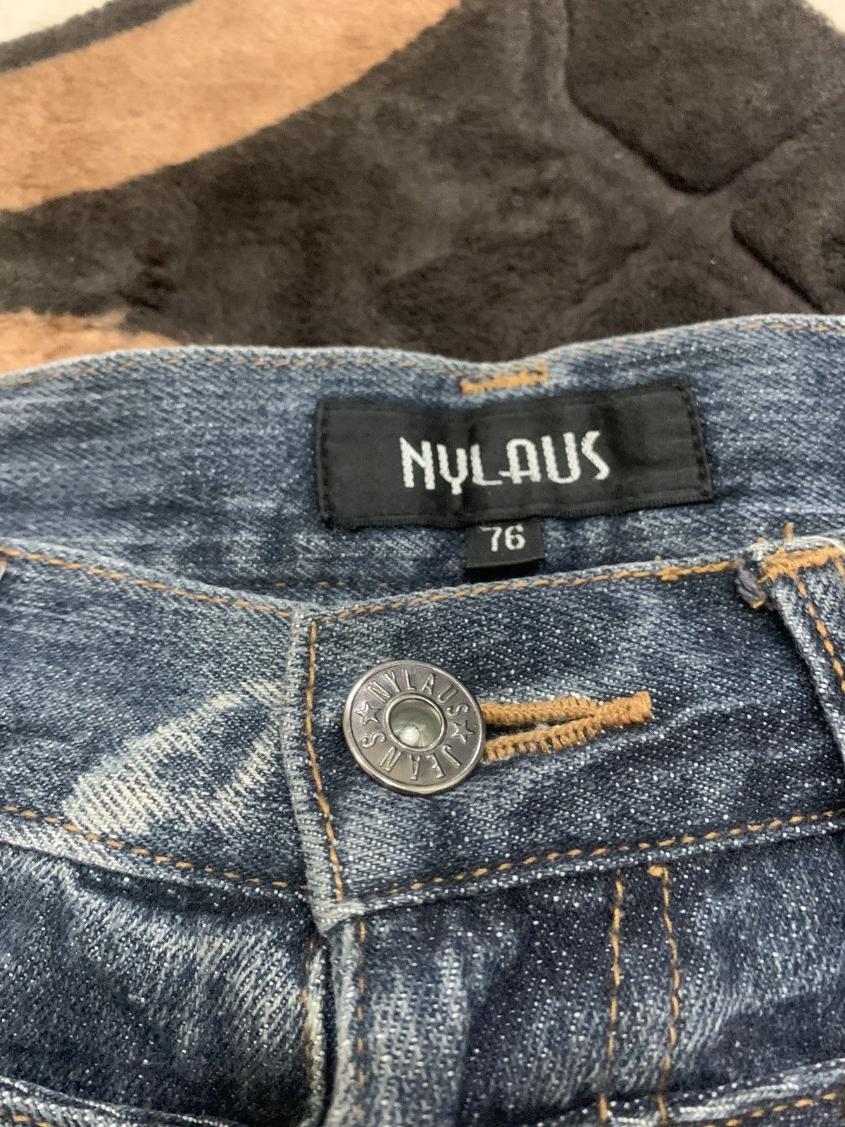 Designer × Japanese Brand NYLAUS JEANS Double Waist Acid Wash Printed Allover Denim Size US 29 - 14 Thumbnail