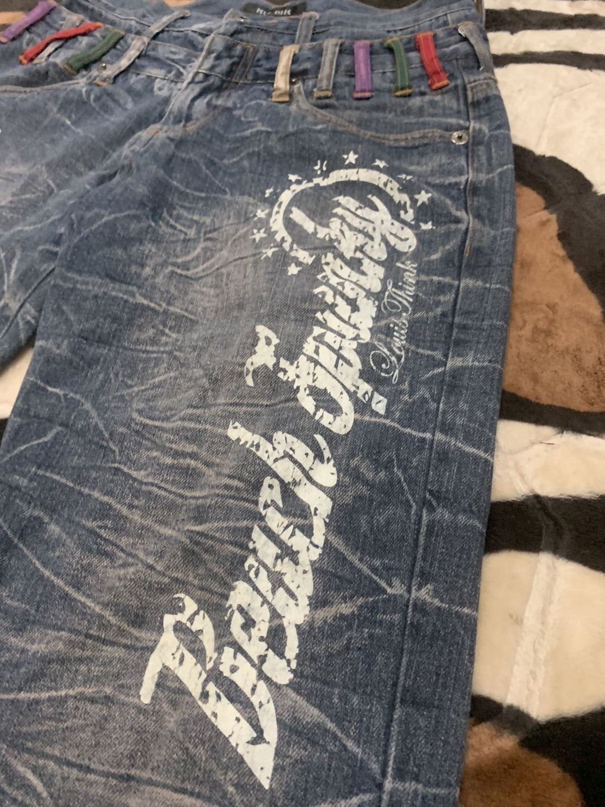Designer × Japanese Brand NYLAUS JEANS Double Waist Acid Wash Printed Allover Denim Size US 29 - 7 Thumbnail
