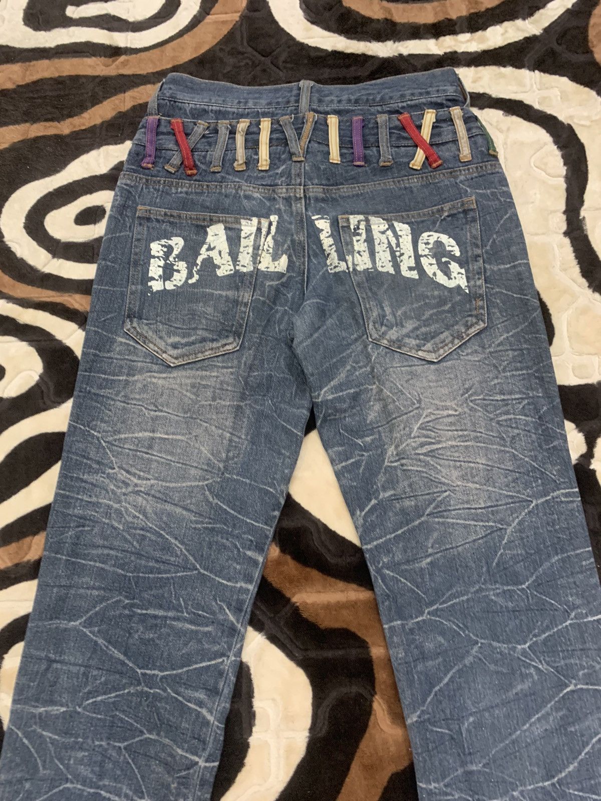 Designer × Japanese Brand NYLAUS JEANS Double Waist Acid Wash Printed Allover Denim Size US 29 - 11 Thumbnail