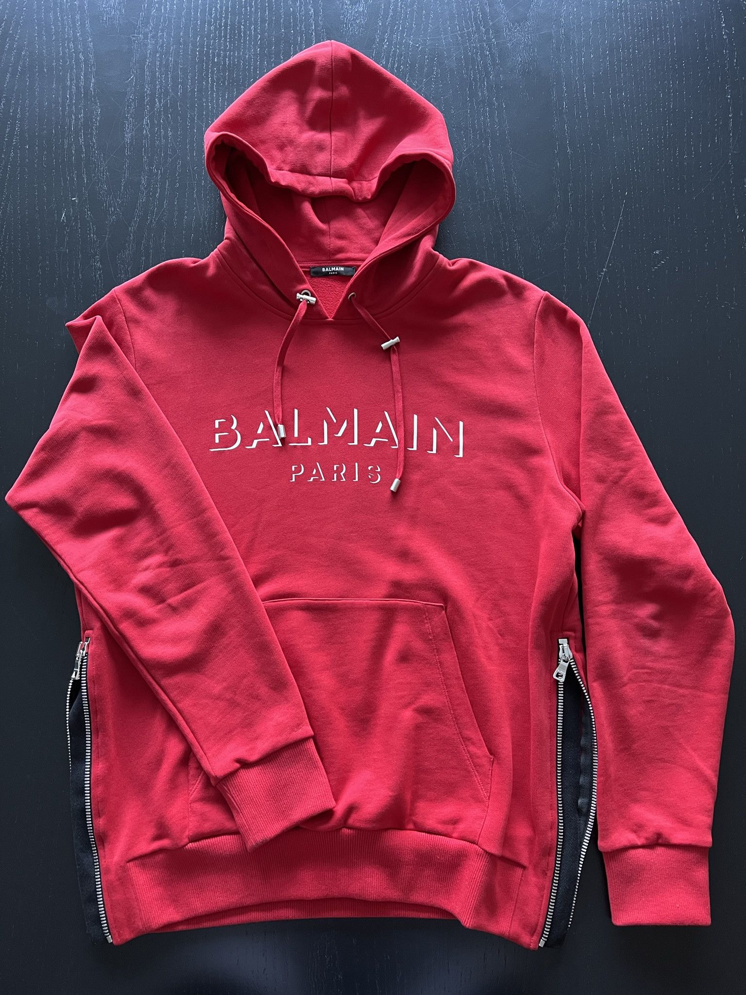 Red balmain hoodie sale