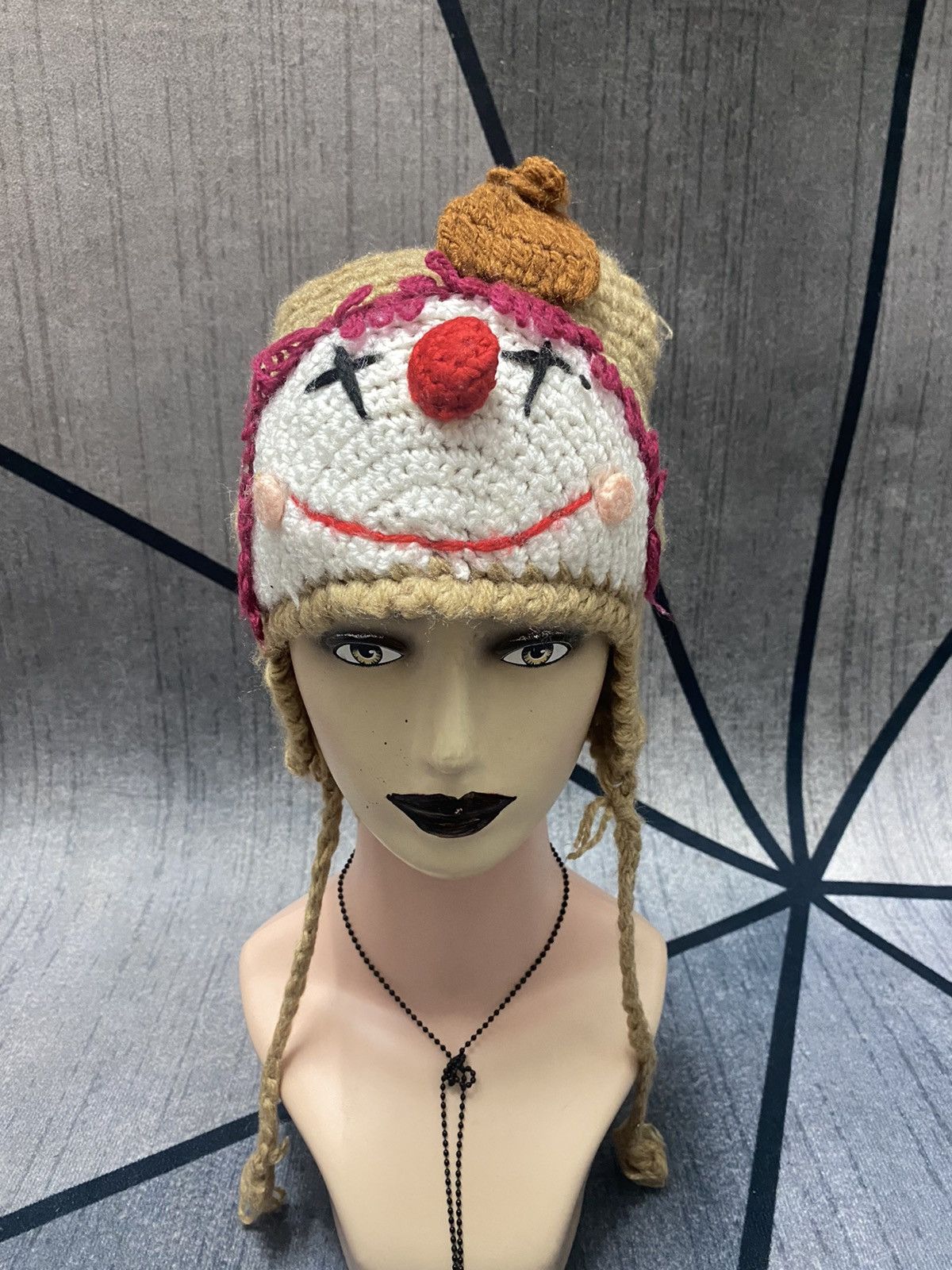 Haunted Doll knitted Beanie Trapper Hat