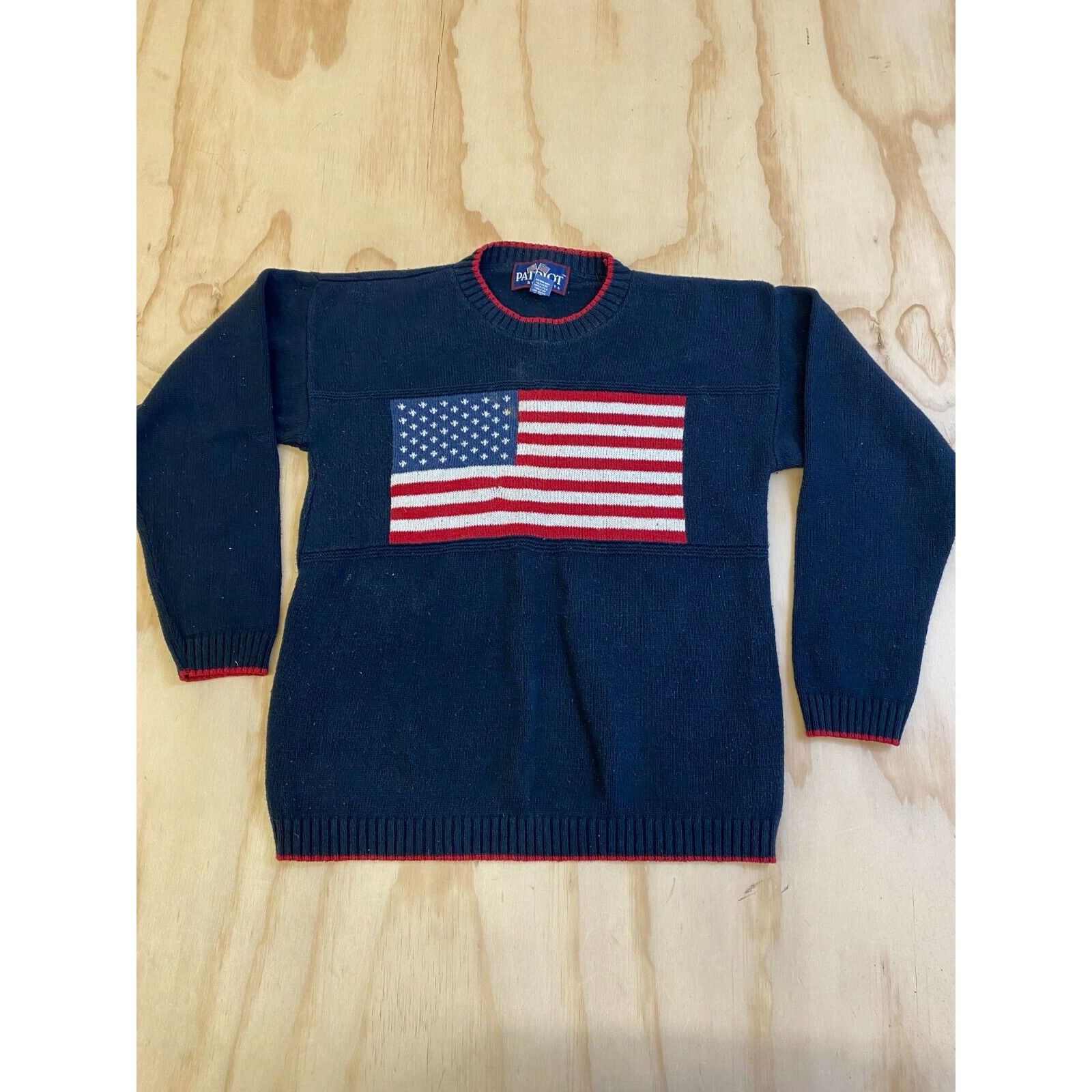 Vintage VTG PATRIOT BY EXACTA MEN SIZE LARGE AMERICAN FLAG COTTON BLEND ...