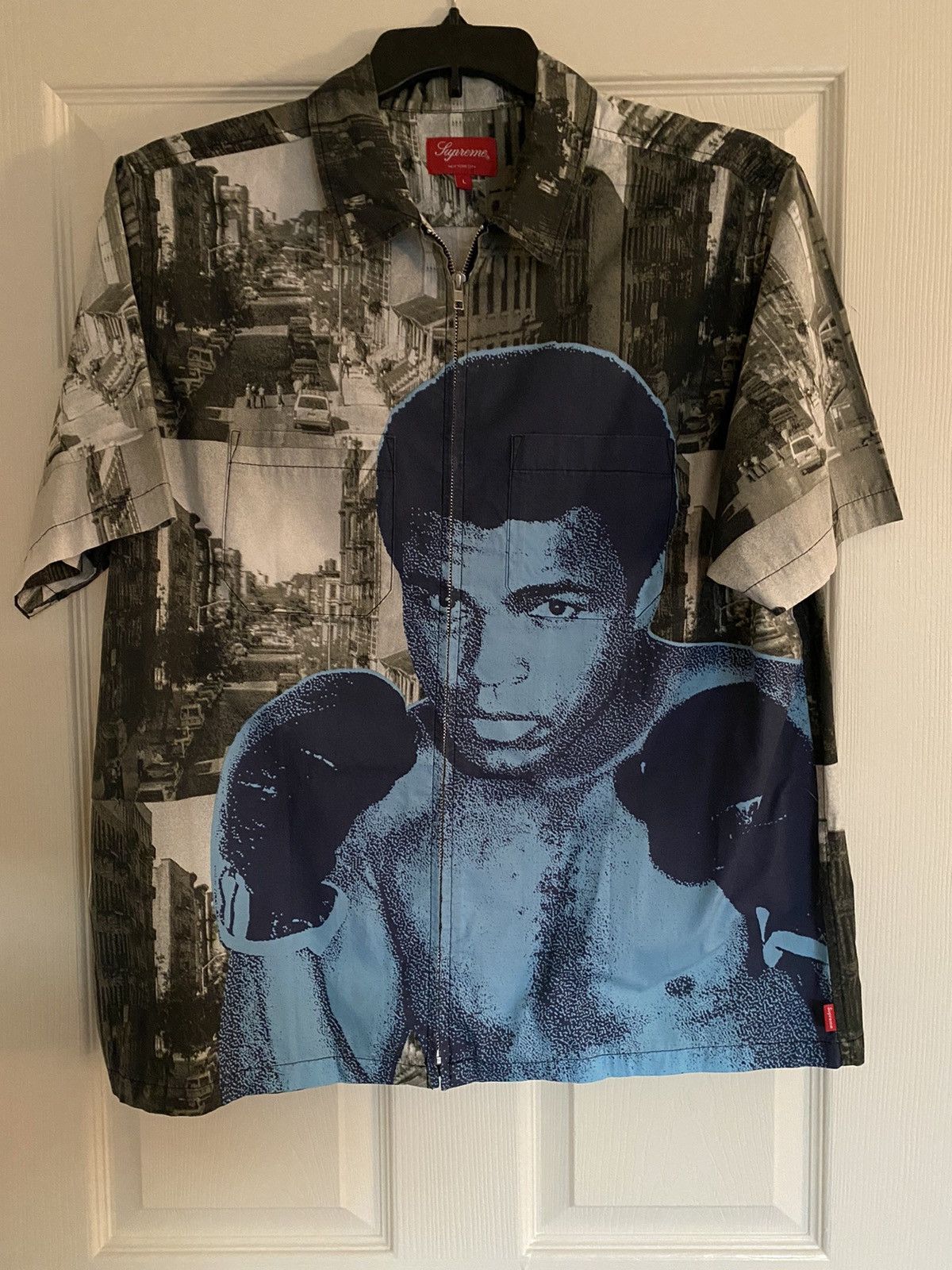 Supreme Supreme Muhammad Ali Zip Up S/S Shirt Black | Grailed