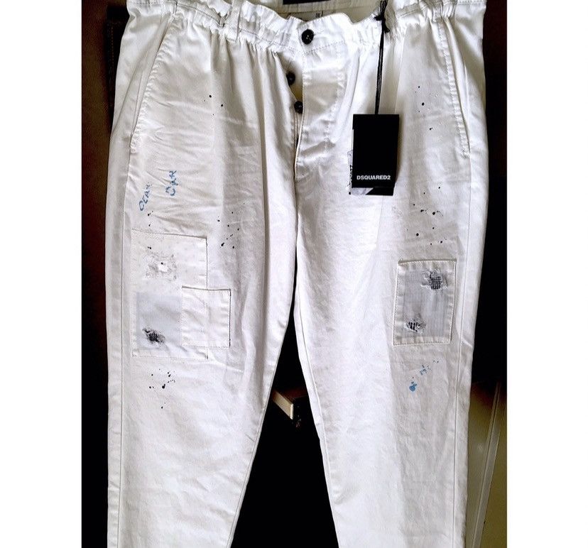 Dsquared2 Cropped white patchwork pants