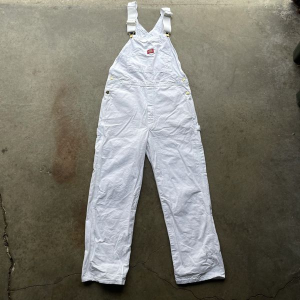 Dickies Dickies white painter bib overalls Grailed