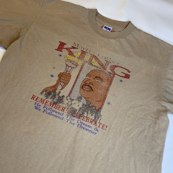 Vintage 90s MARTIN LUTHER KING RAP TEE BLACK LIVES ART HISTORY USA