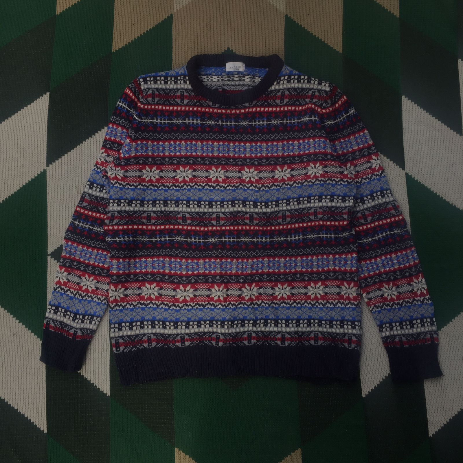 Japanese Brand Junred Tokyo Japan Multicolor Knit Sweater Biggie Style Size US L / EU 52-54 / 3 - 1 Thumbnail