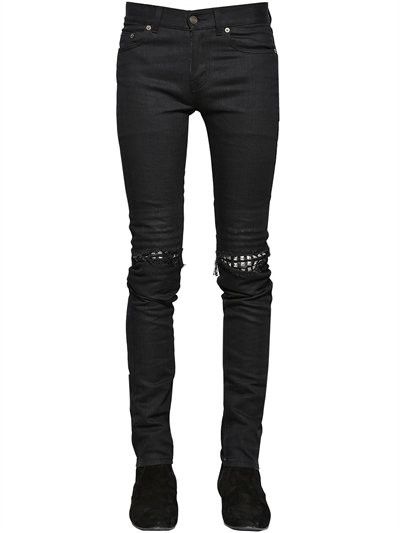 SAINT LAURENT knee crash studs pants