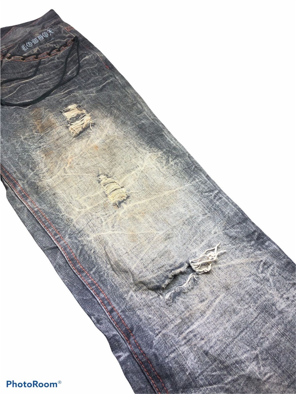 Japanese Brand FLARED RUSTY DISTRESSED DENIM BY LOWBOX Size US 32 / EU 48 - 3 Thumbnail