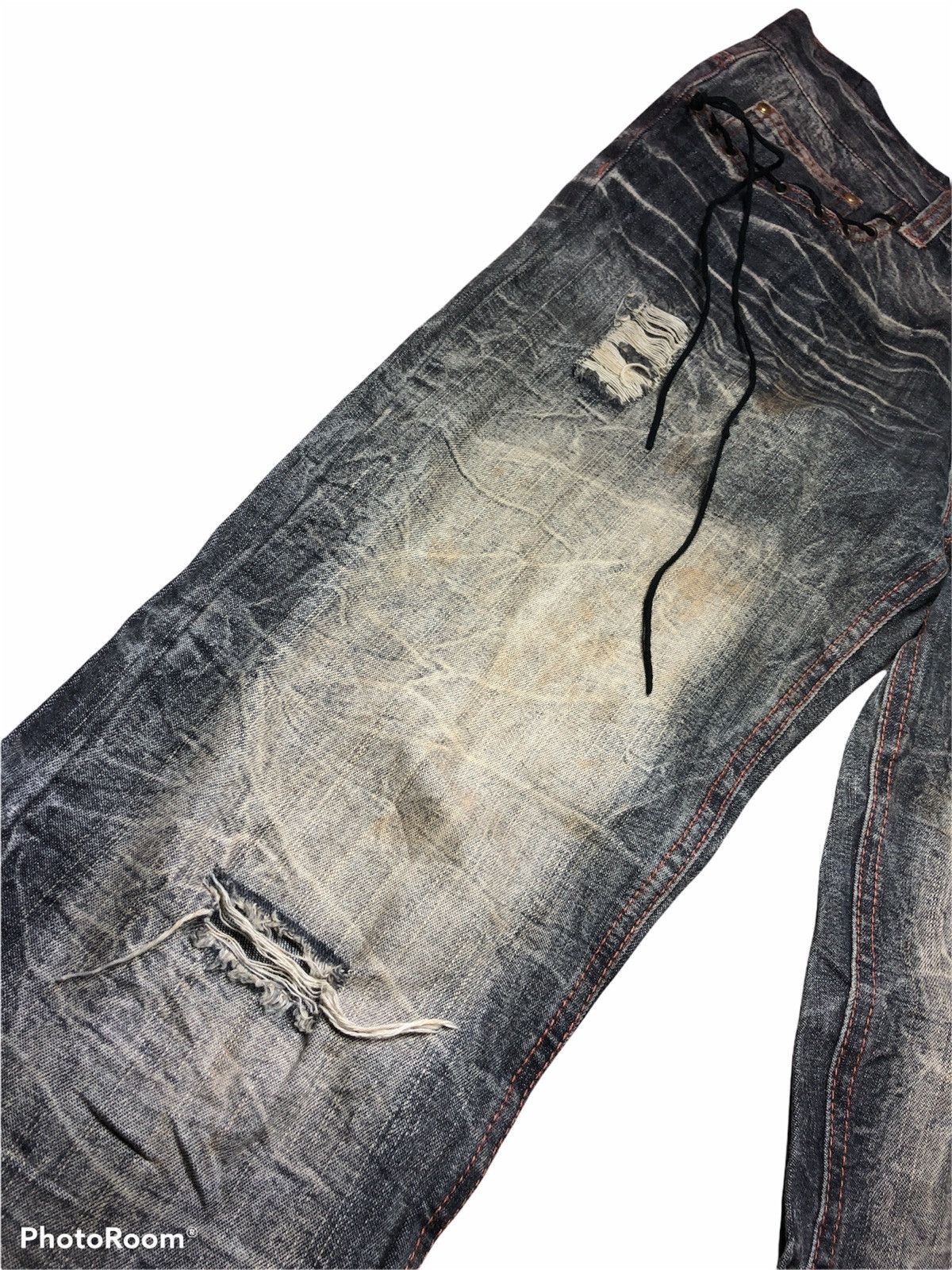 Japanese Brand FLARED RUSTY DISTRESSED DENIM BY LOWBOX Size US 32 / EU 48 - 4 Thumbnail