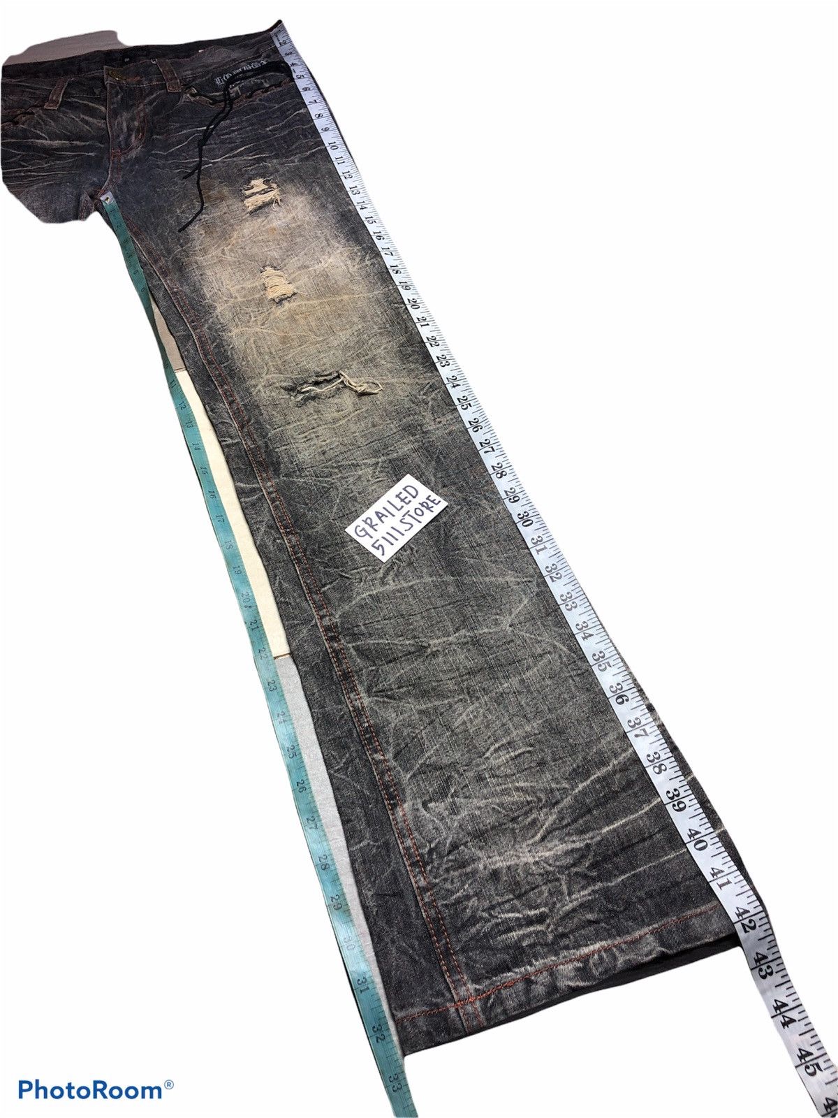 Japanese Brand FLARED RUSTY DISTRESSED DENIM BY LOWBOX Size US 32 / EU 48 - 10 Thumbnail