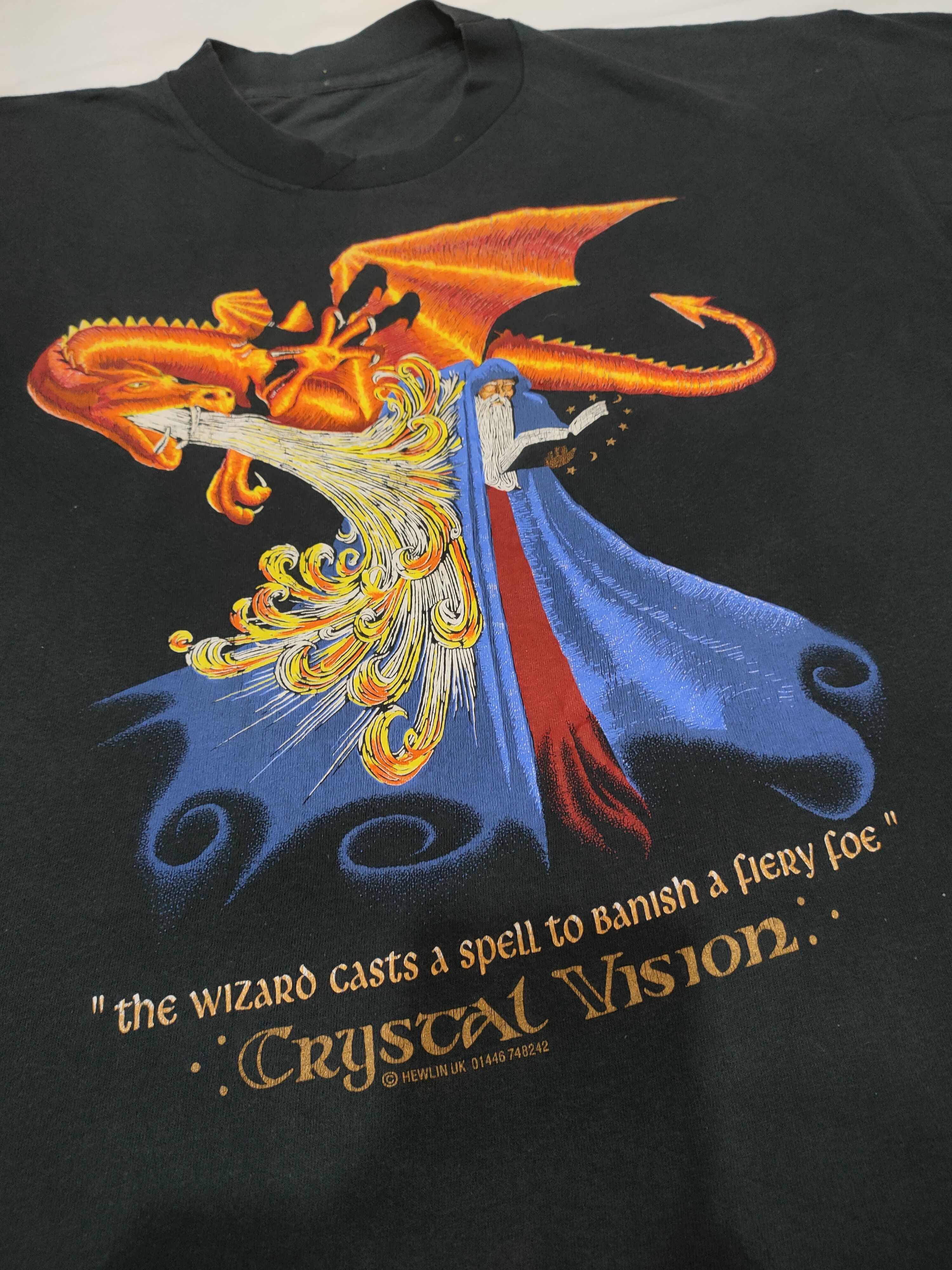 Vintage 90s DRAGON AND WIZARD CRYSTAL VISION SHIRT HEWLIN UK Size US M / EU 48-50 / 2 - 10 Thumbnail