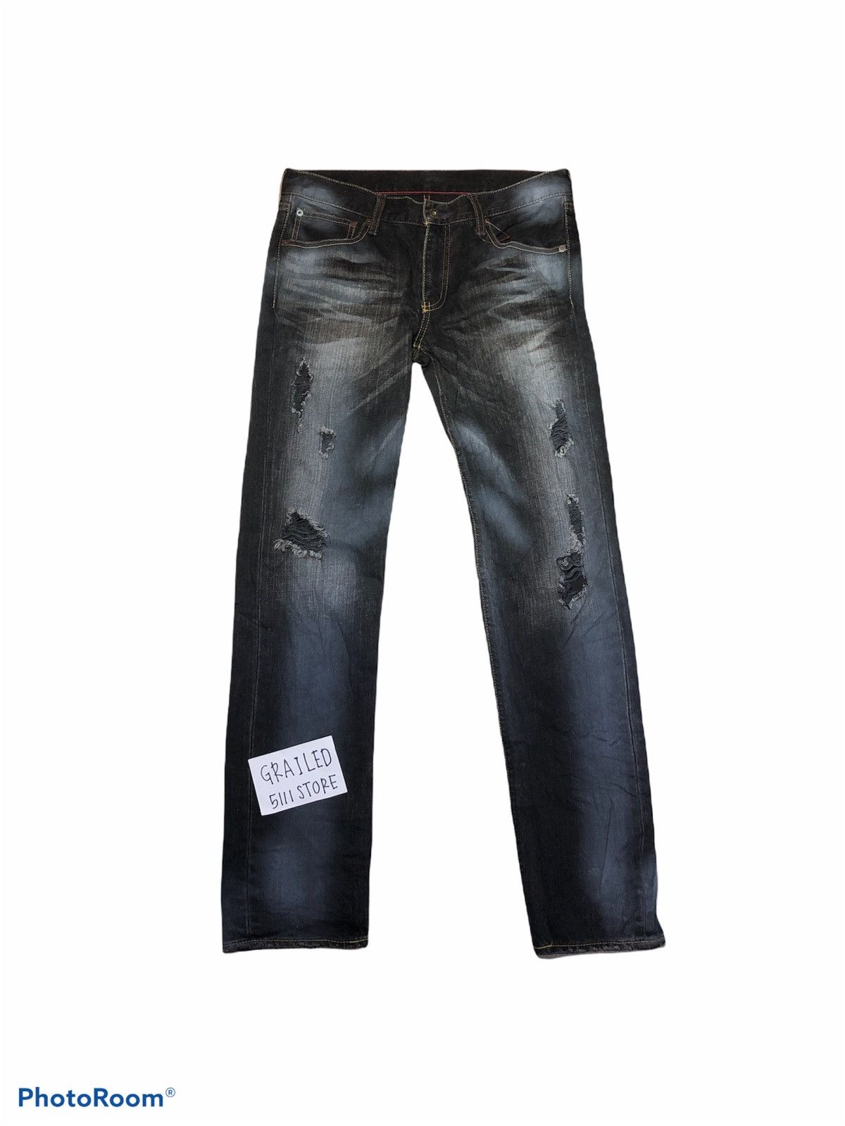 Takeo Kikuchi Distressed Washed Black Denim Size US 33 - 1 Thumbnail