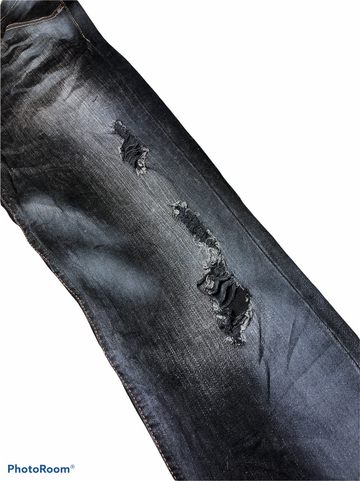 Takeo Kikuchi Distressed Washed Black Denim Size US 33 - 3 Thumbnail