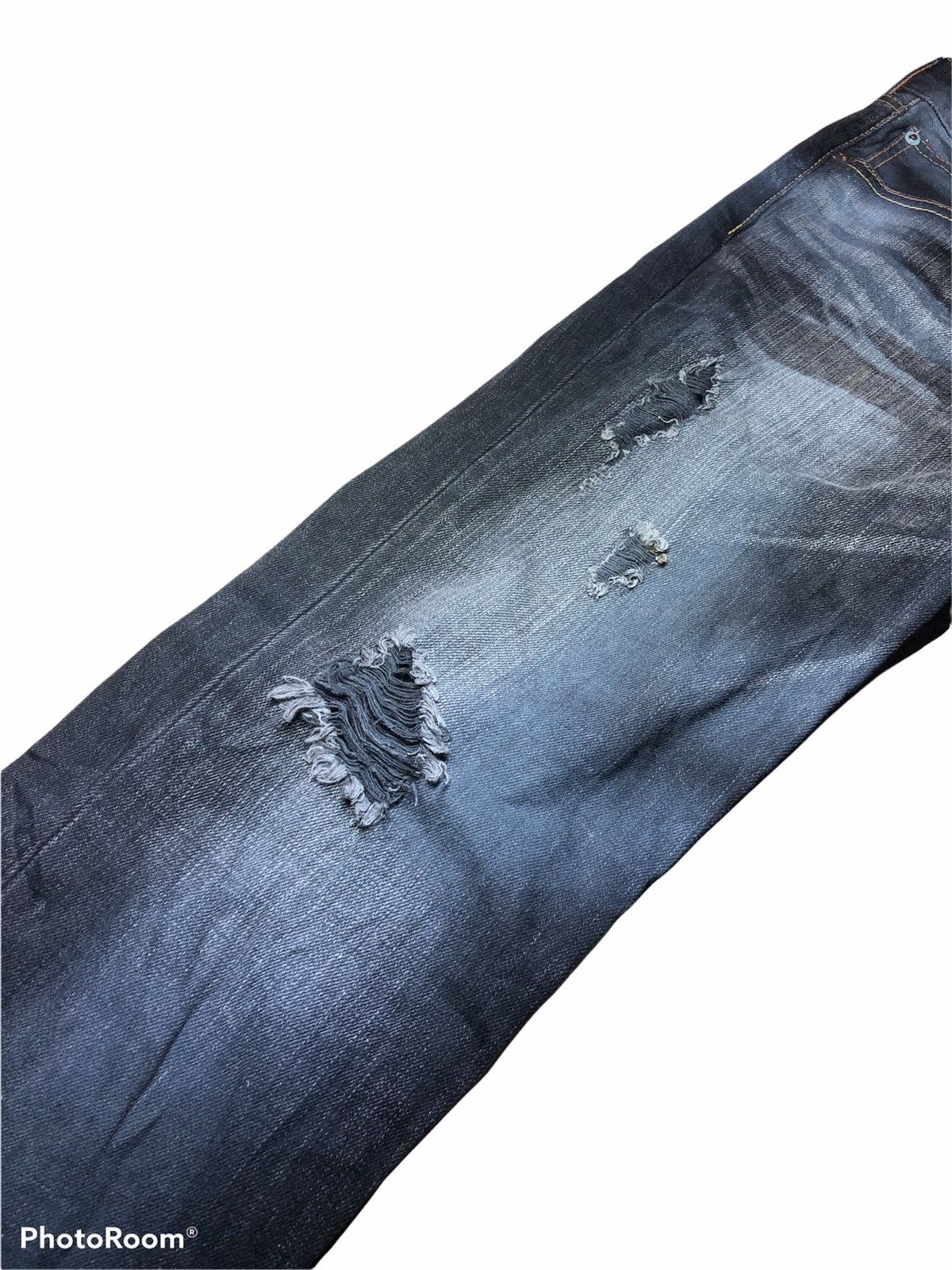 Takeo Kikuchi Distressed Washed Black Denim Size US 33 - 4 Thumbnail