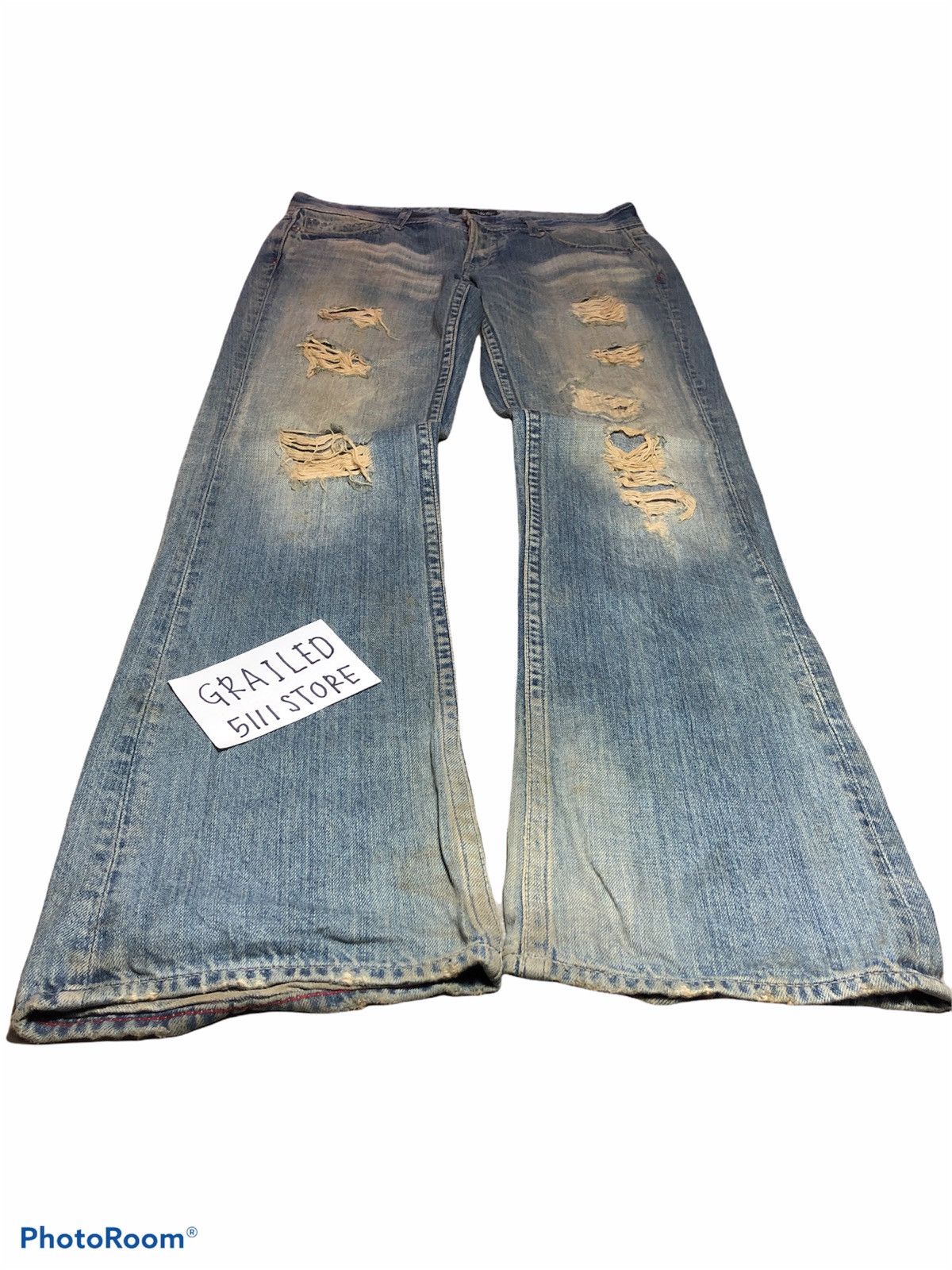 Japanese Brand FLARED⚡️⚡️Varosh Distressed Denim Pant Size US 33 - 3 Thumbnail