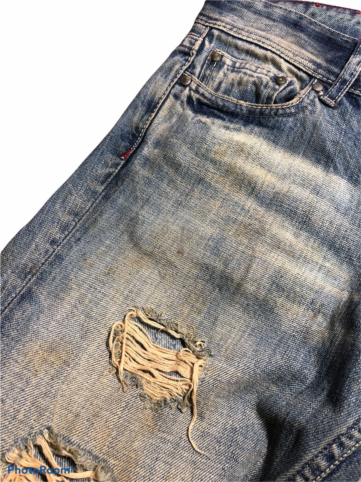Japanese Brand FLARED⚡️⚡️Varosh Distressed Denim Pant Size US 33 - 8 Thumbnail