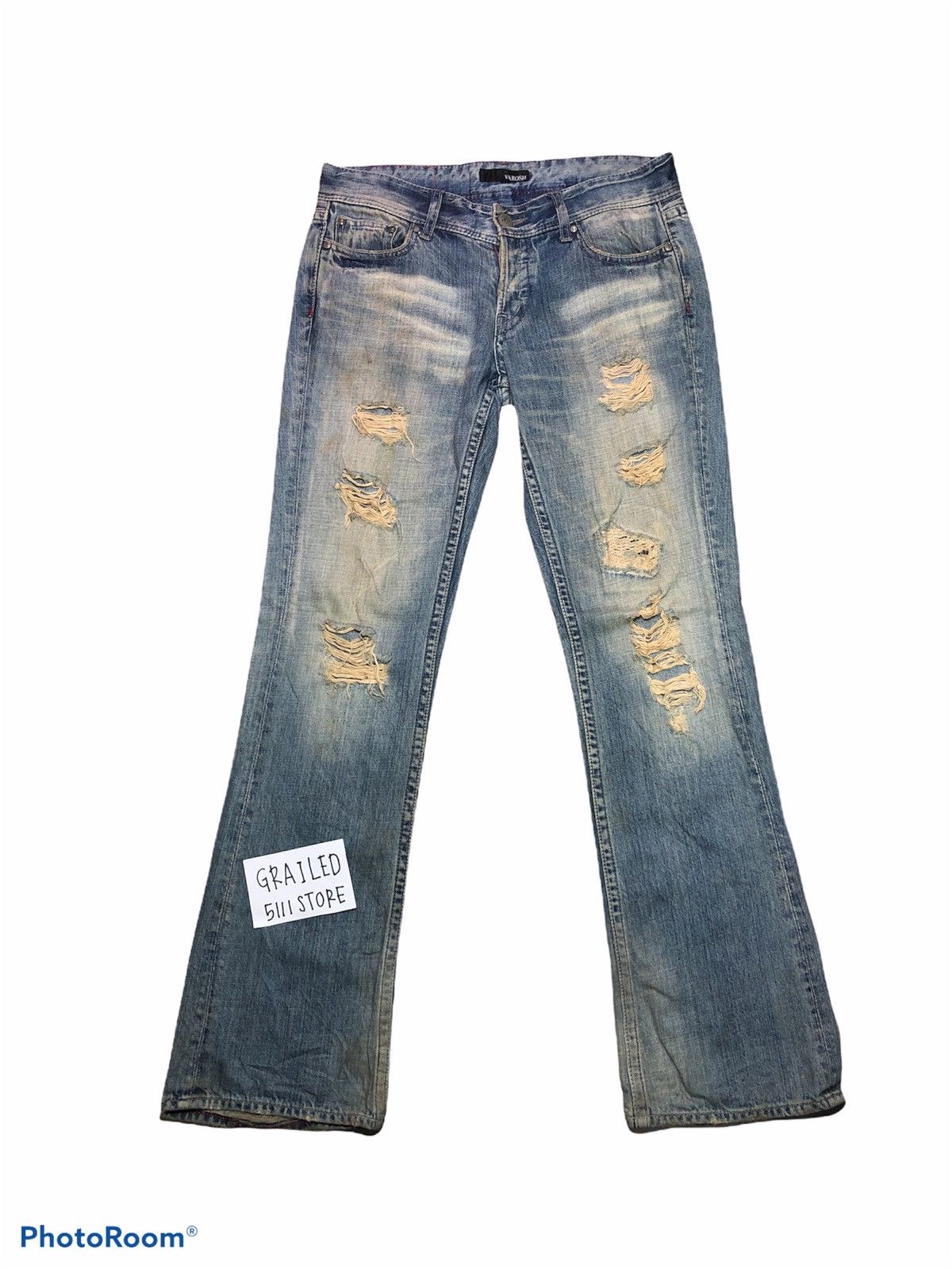 Japanese Brand FLARED⚡️⚡️Varosh Distressed Denim Pant Size US 33 - 1 Thumbnail