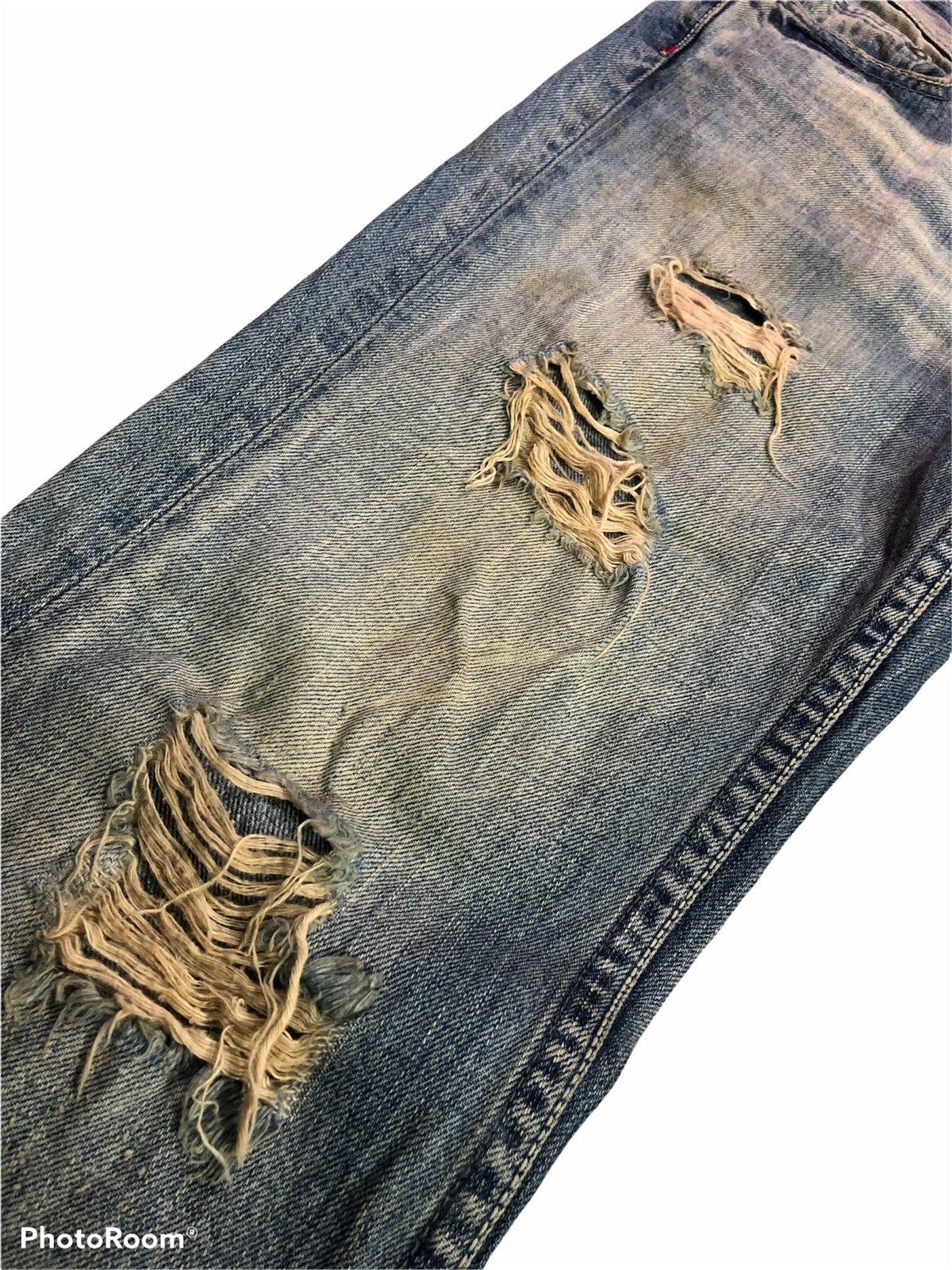 Japanese Brand FLARED⚡️⚡️Varosh Distressed Denim Pant Size US 33 - 6 Thumbnail