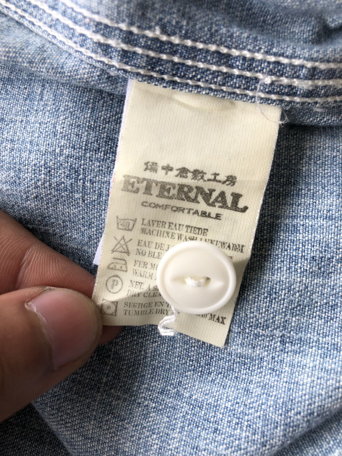 Eternal 1990s Eternal 🇯🇵 Sashiko Stich Indigo Chambray Shirt Size US M / EU 48-50 / 2 - 9 Thumbnail