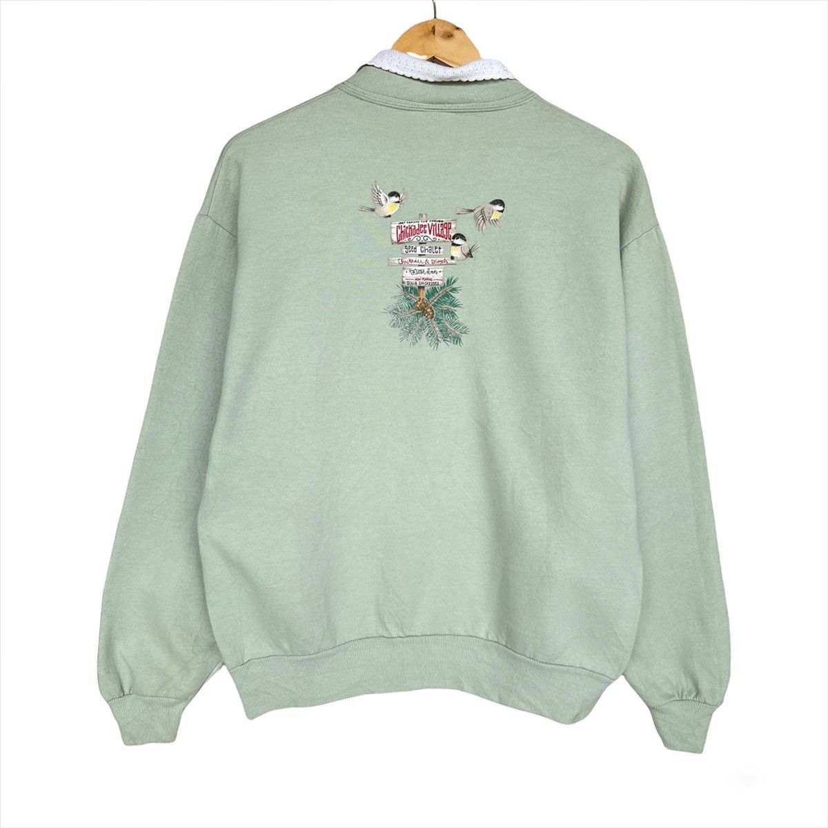 Vintage 90s Morning Sun Bird Chickadee Village Sweatshirt