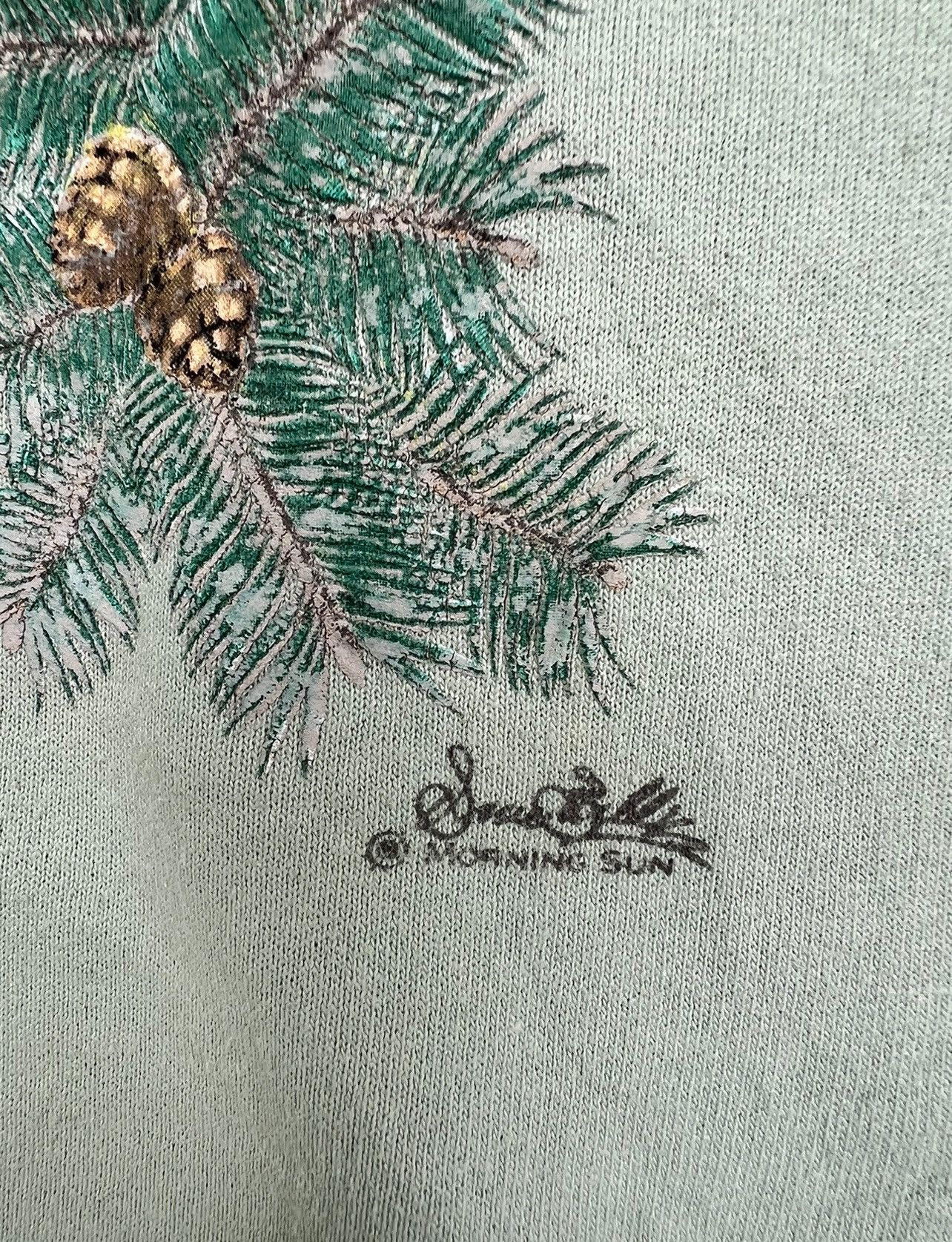 Vintage 90s Morning Sun Bird Chickadee Village Sweatshirt