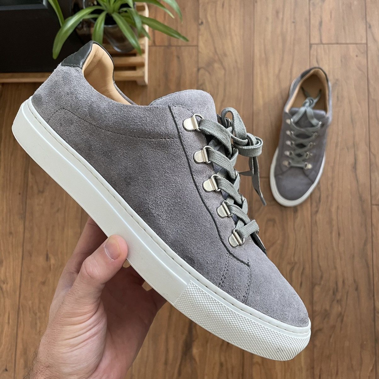 Koio grey suede sneakers