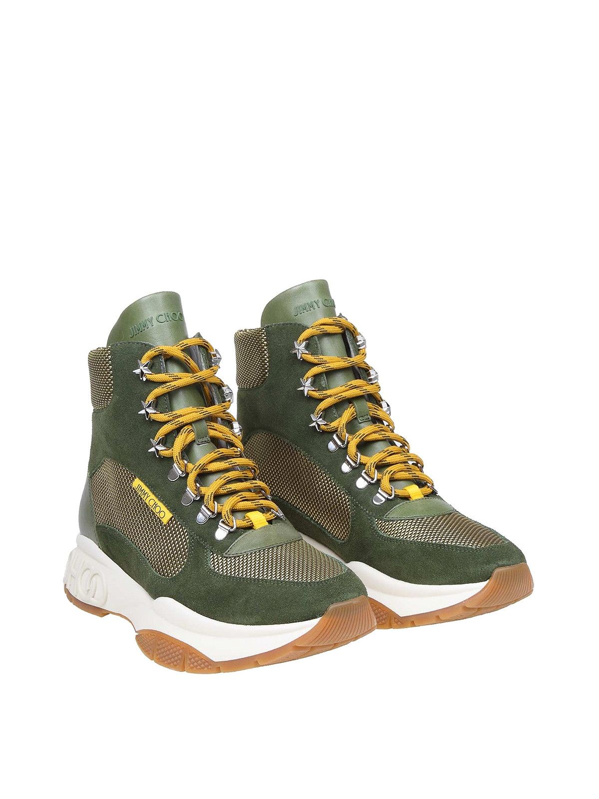 JIMMY CHOO Men's High Top Lace Up Leather Boots Sneakers