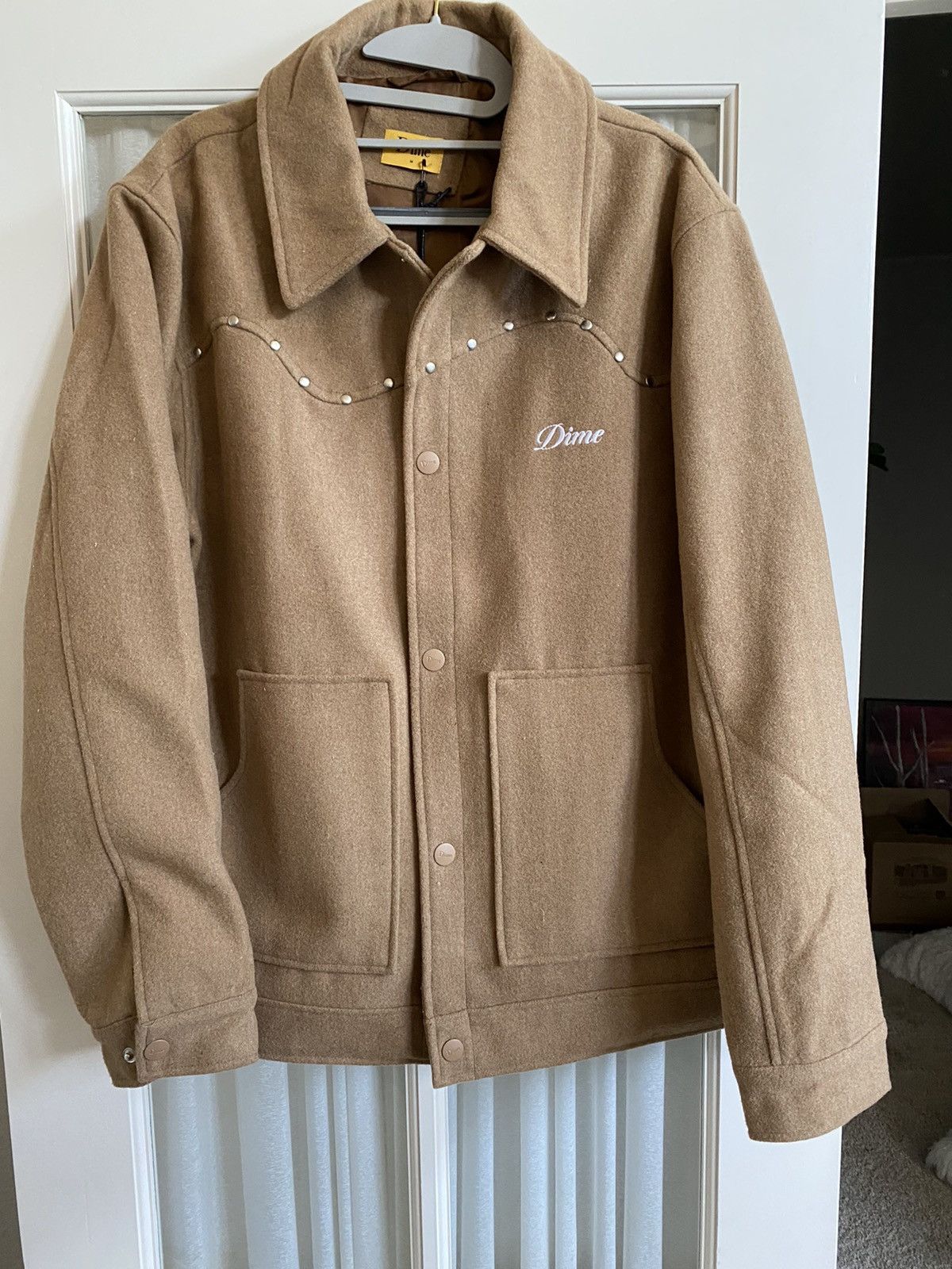 Dime Dime Tan Wool Studded Bomber Medium | Grailed