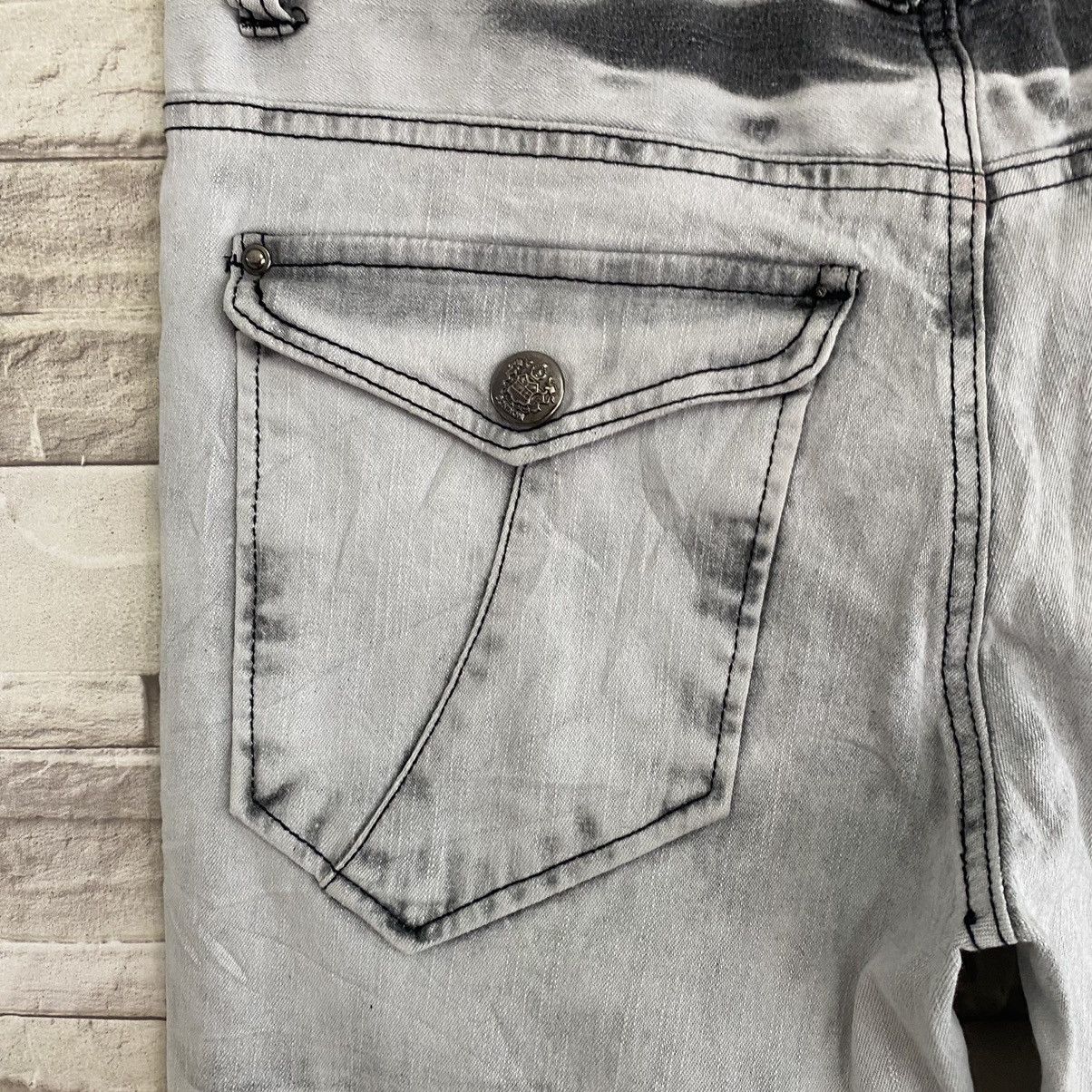 Japanese Brand LOWBOX White Denim Whisker Jeans LGB Size US 32 / EU 48 - 10 Thumbnail
