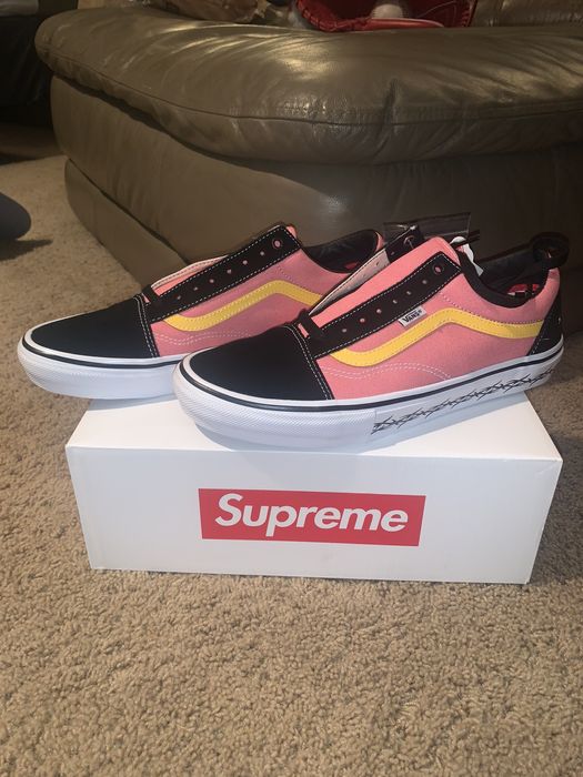 Supreme Vans Skate Old Skool - Supreme Tribal Barber Wire Pink