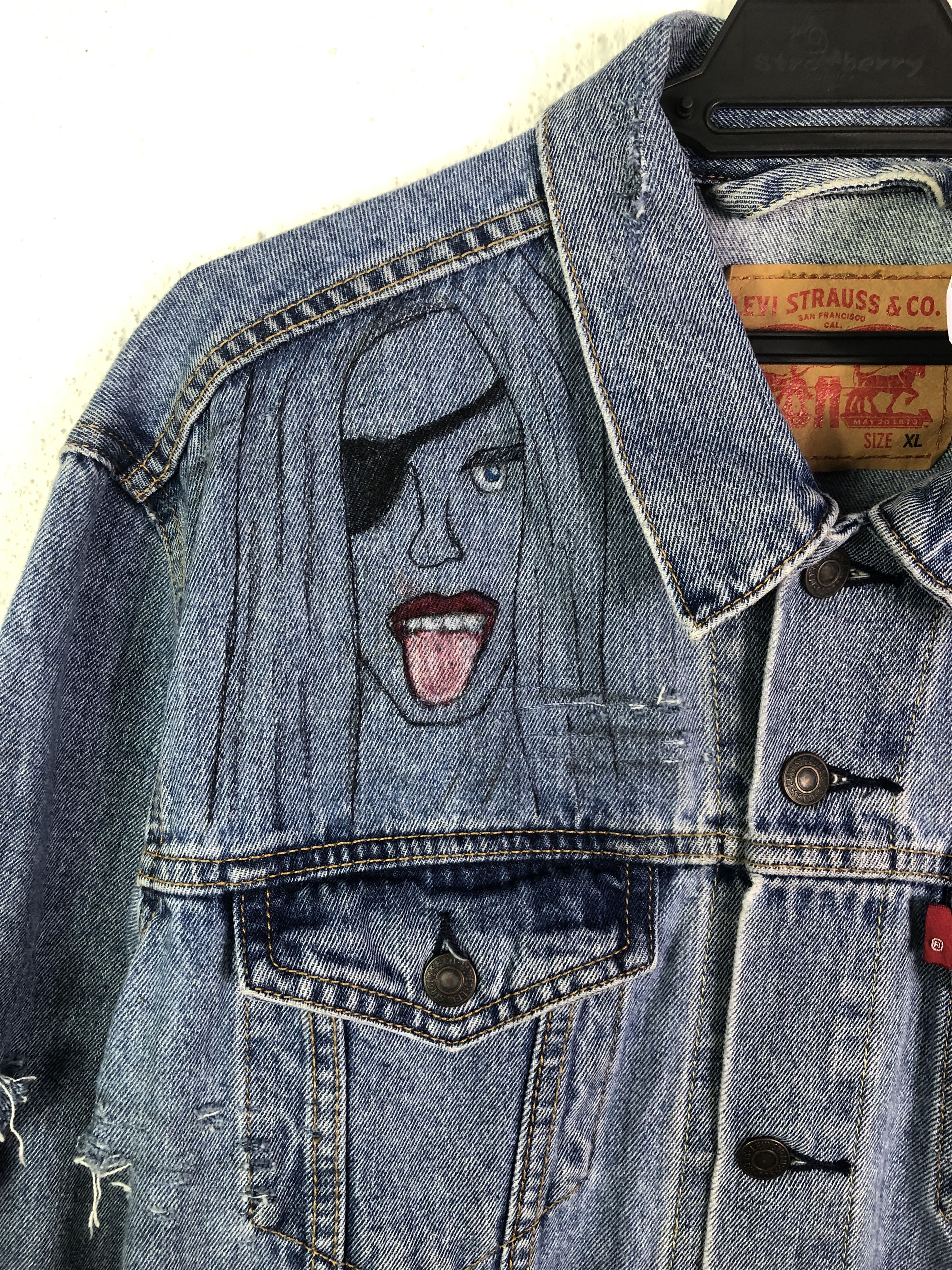 Levi's × Vintage Vintage Levis Distressed Ripped Denim Jacket Size US XL / EU 56 / 4 - 4 Thumbnail